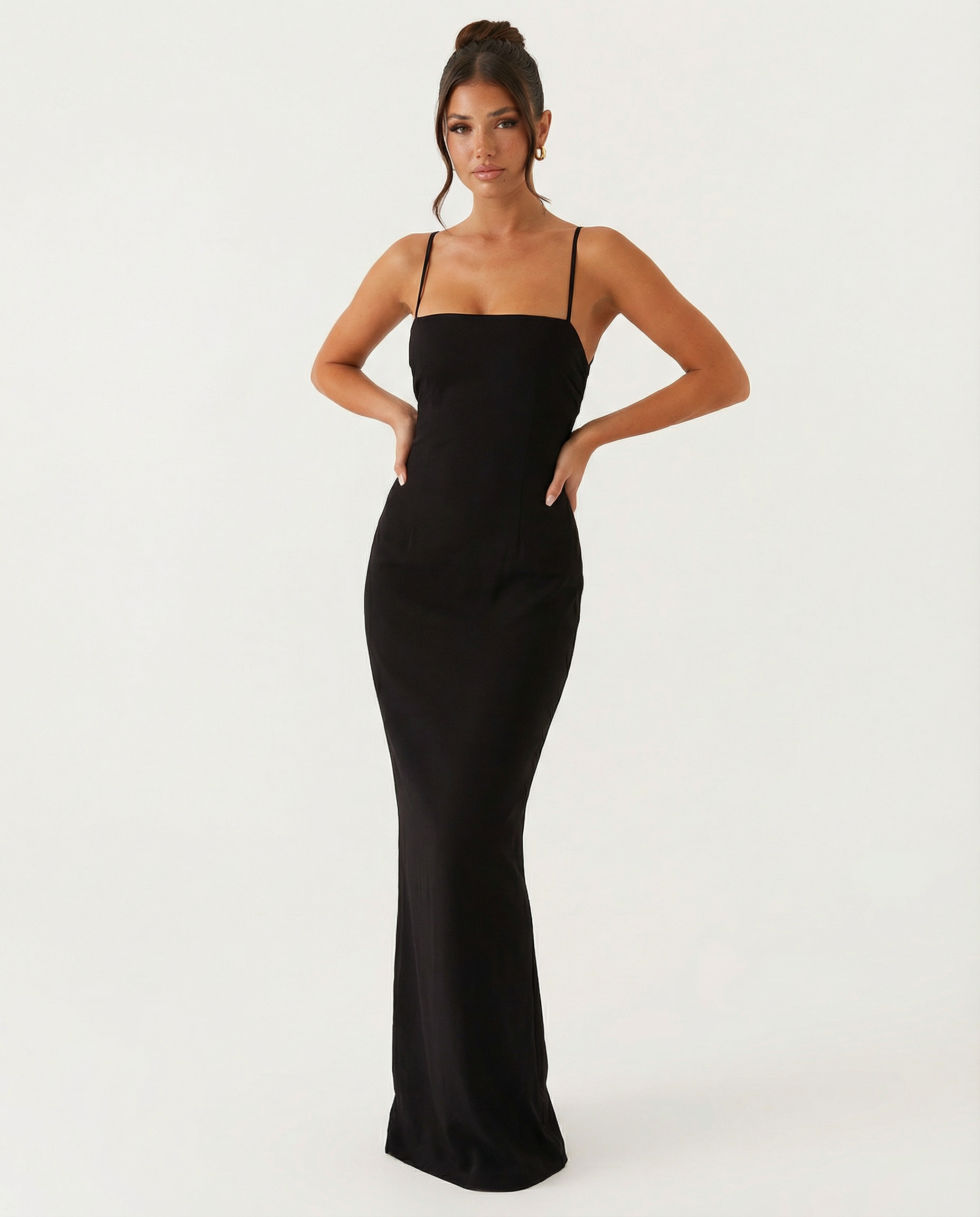Mayra | Slinky Open Back Criss Cross Strap Maxi Dress