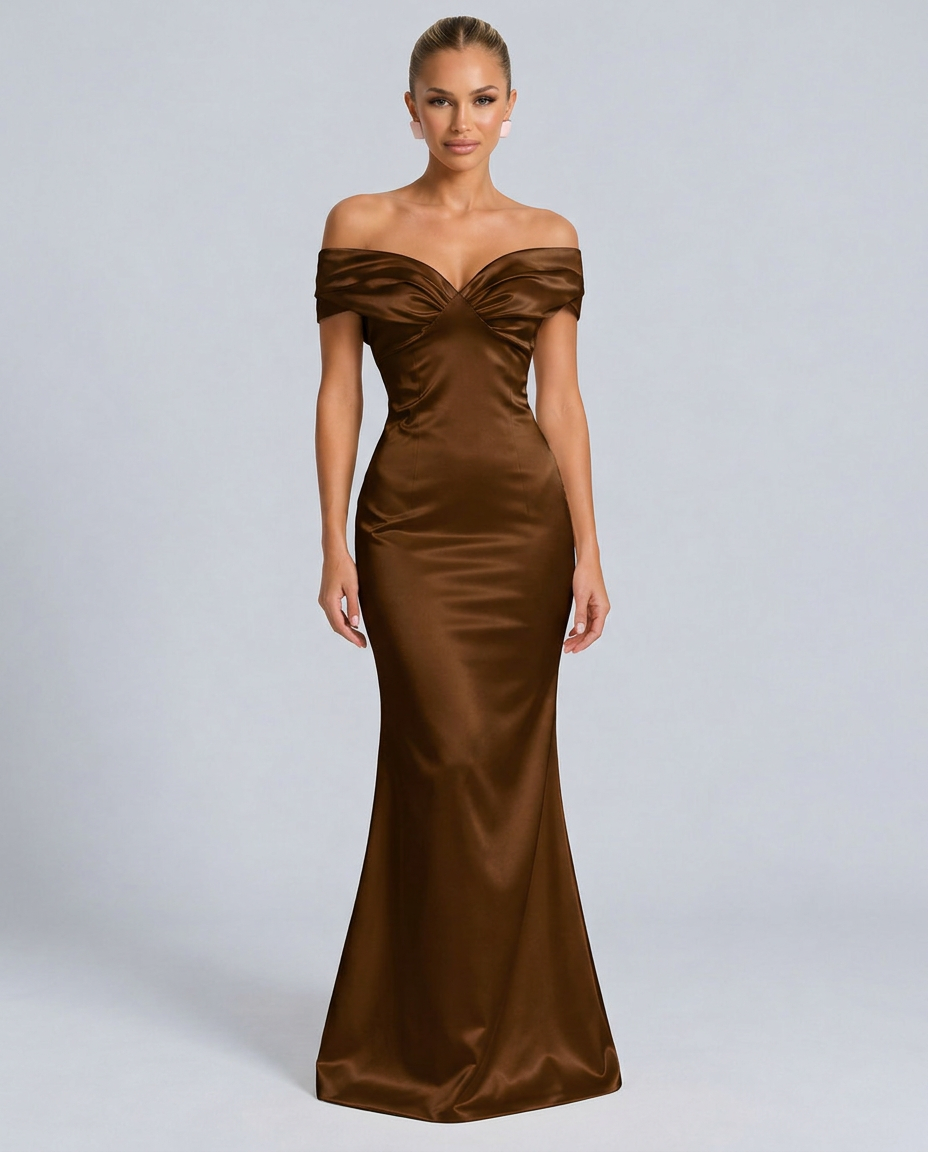 Ivy | Off-Shoulder Satin-Look Maxi Dress