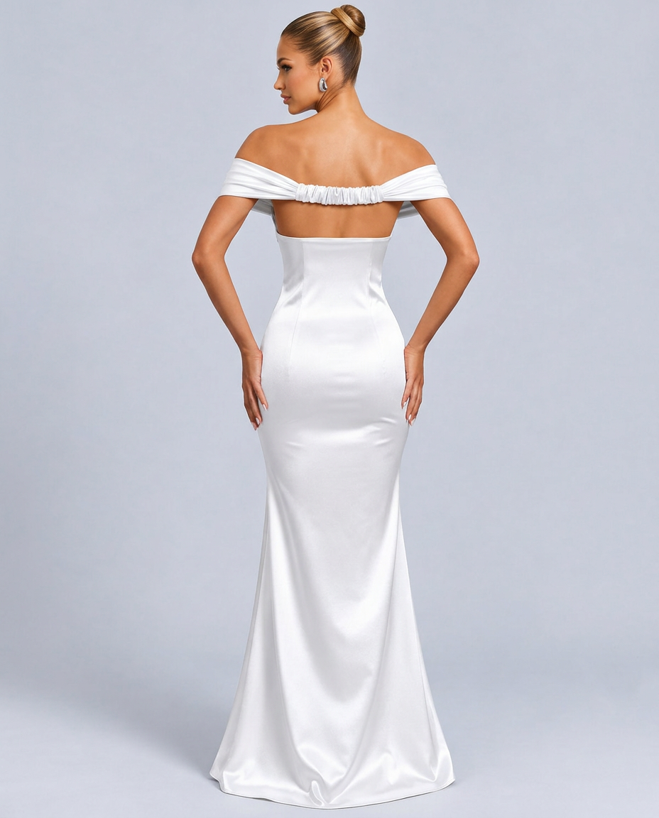 Ivy | Off-Shoulder Satin-Look Maxi Dress