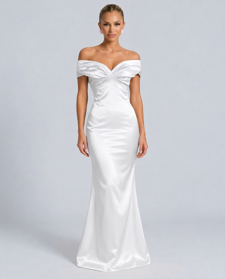 Ivy | Off-Shoulder Satin-Look Maxi Dress