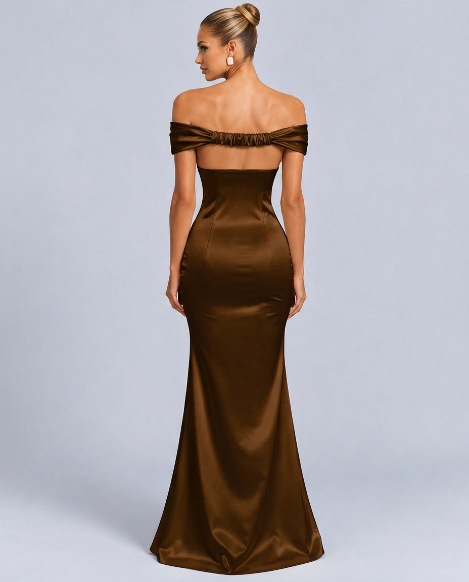 Ivy | Off-Shoulder Satin-Look Maxi Dress