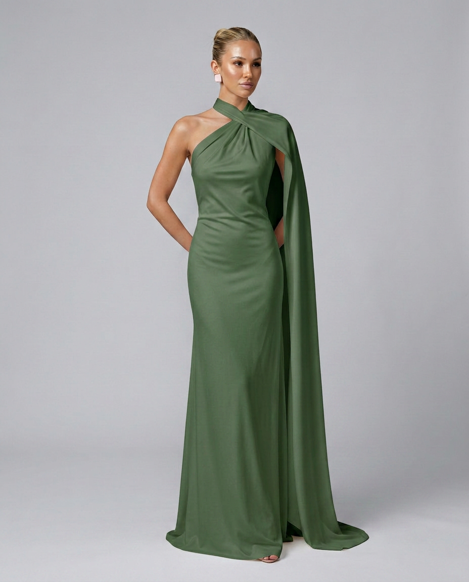 Celeste | Draped One-Shoulder Maxi Dress