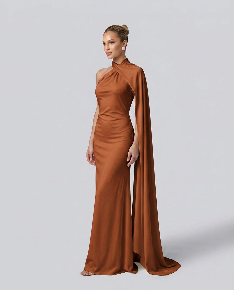 Celeste | Draped One-Shoulder Maxi Dress