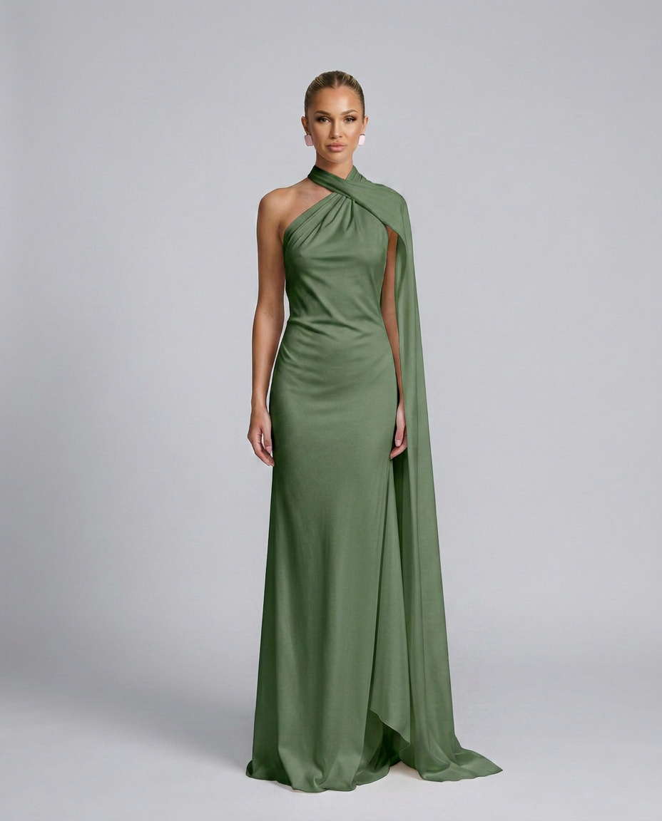 Celeste | Draped One-Shoulder Maxi Dress