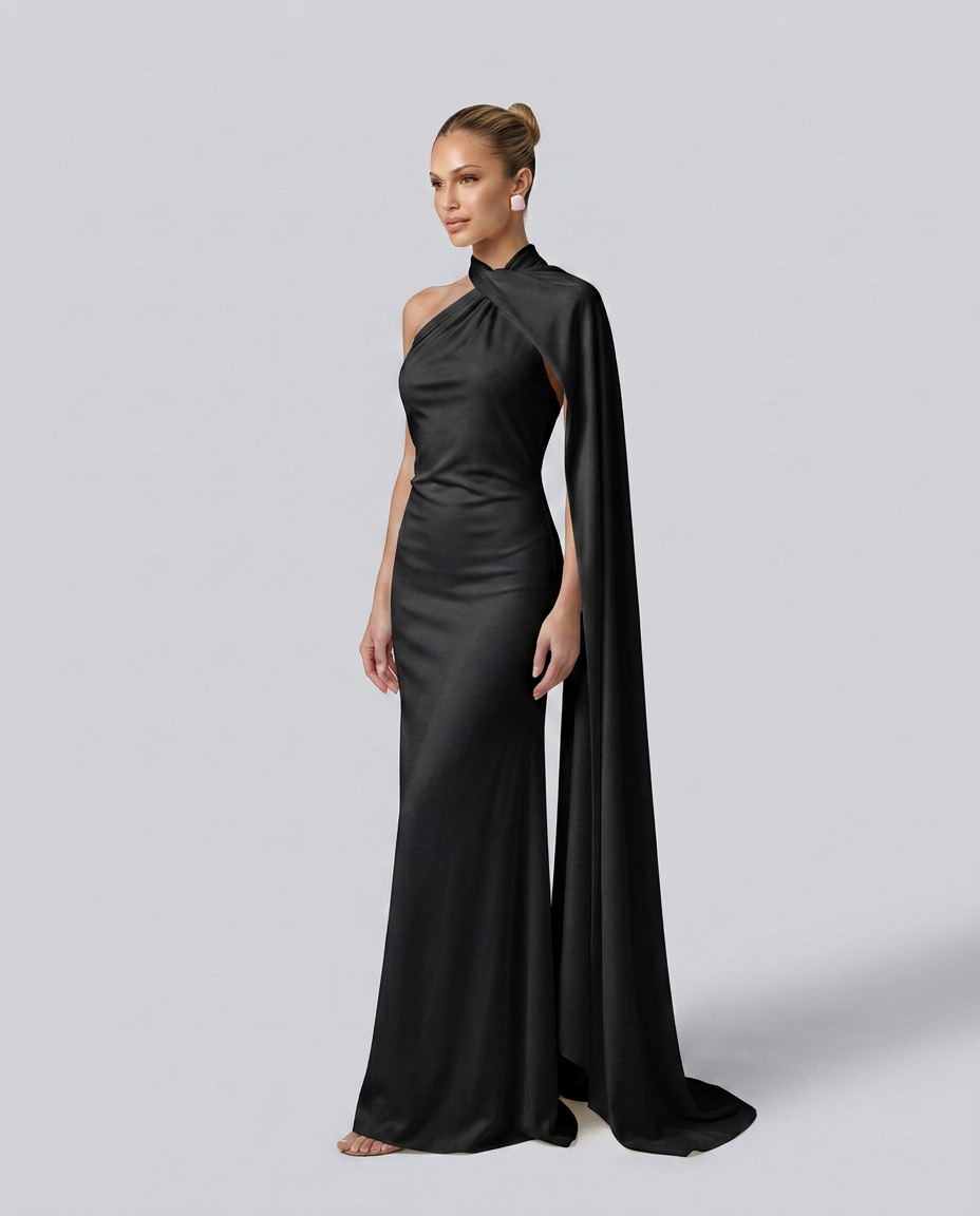 Celeste | Draped One-Shoulder Maxi Dress