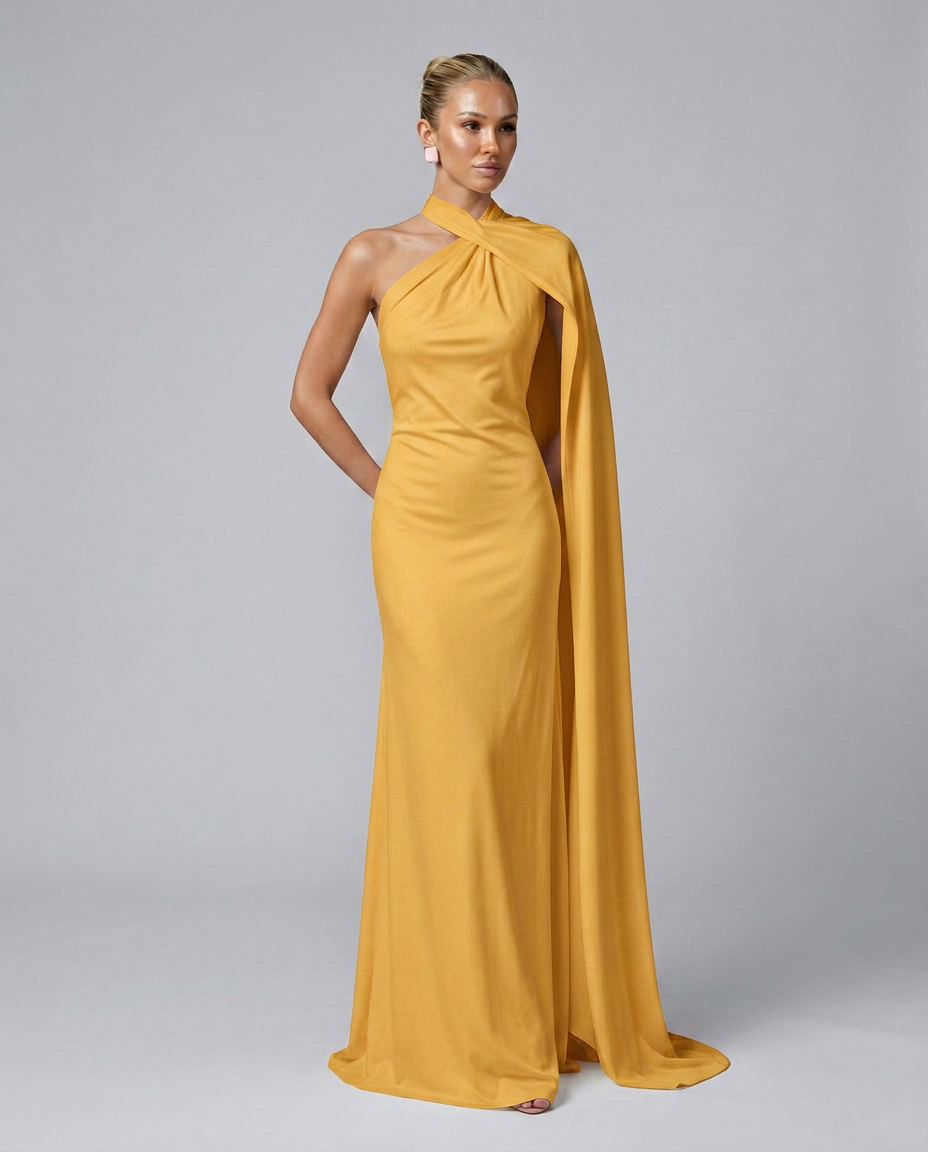 Celeste | Draped One-Shoulder Maxi Dress