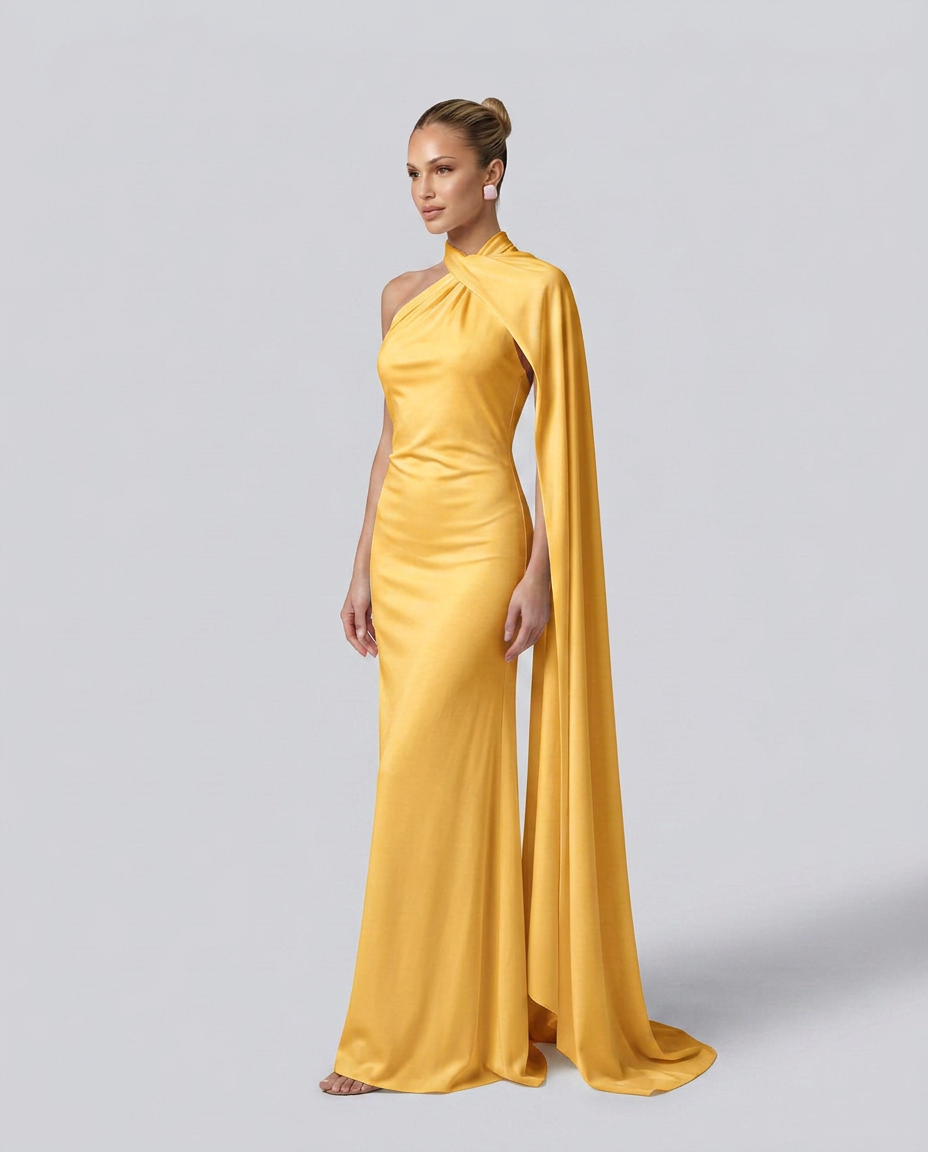 Celeste | Draped One-Shoulder Maxi Dress