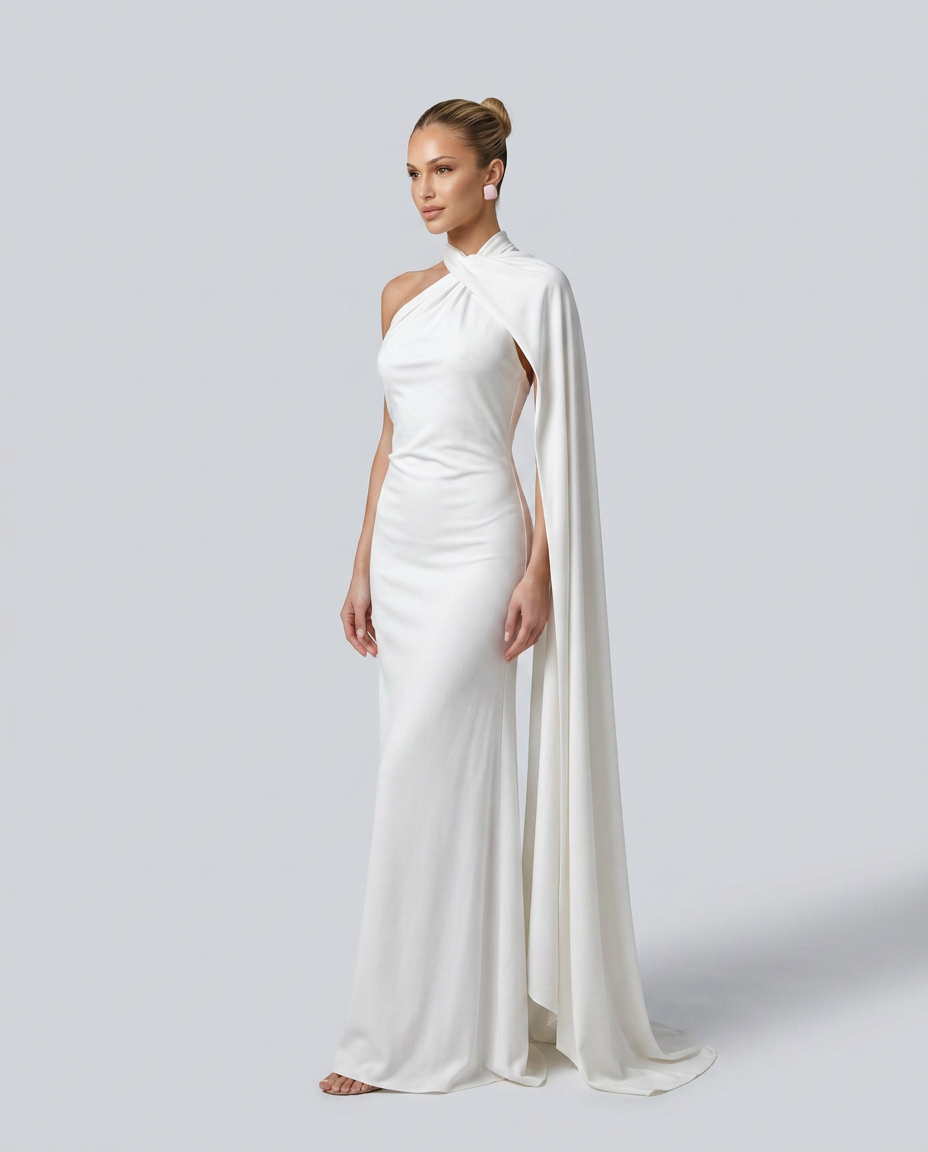 Celeste | Draped One-Shoulder Maxi Dress