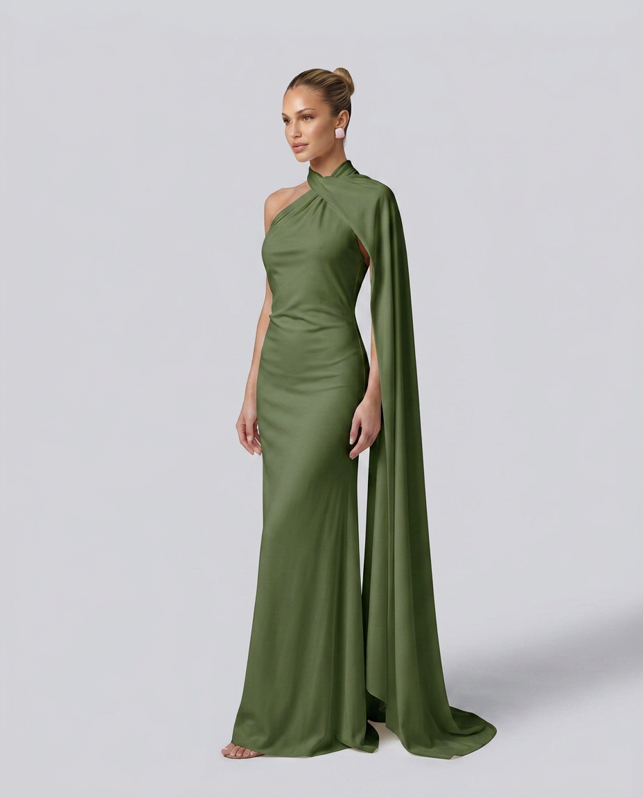 Celeste | Draped One-Shoulder Maxi Dress