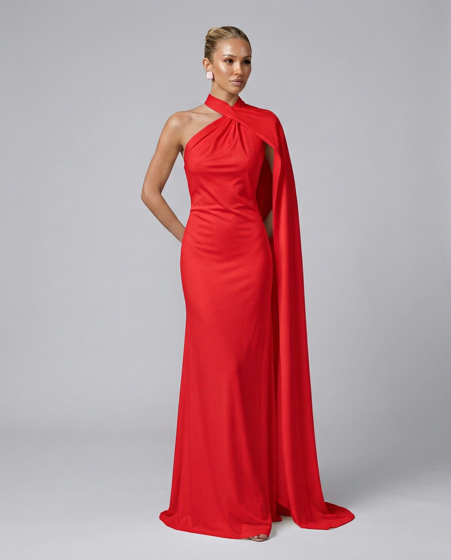 Celeste | Draped One-Shoulder Maxi Dress