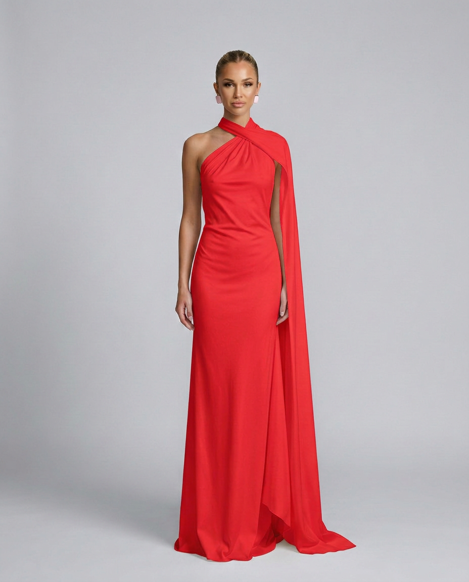 Celeste | Draped One-Shoulder Maxi Dress