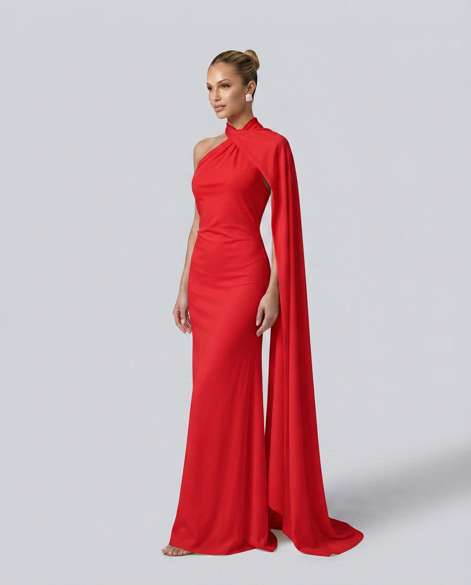 Celeste | Draped One-Shoulder Maxi Dress