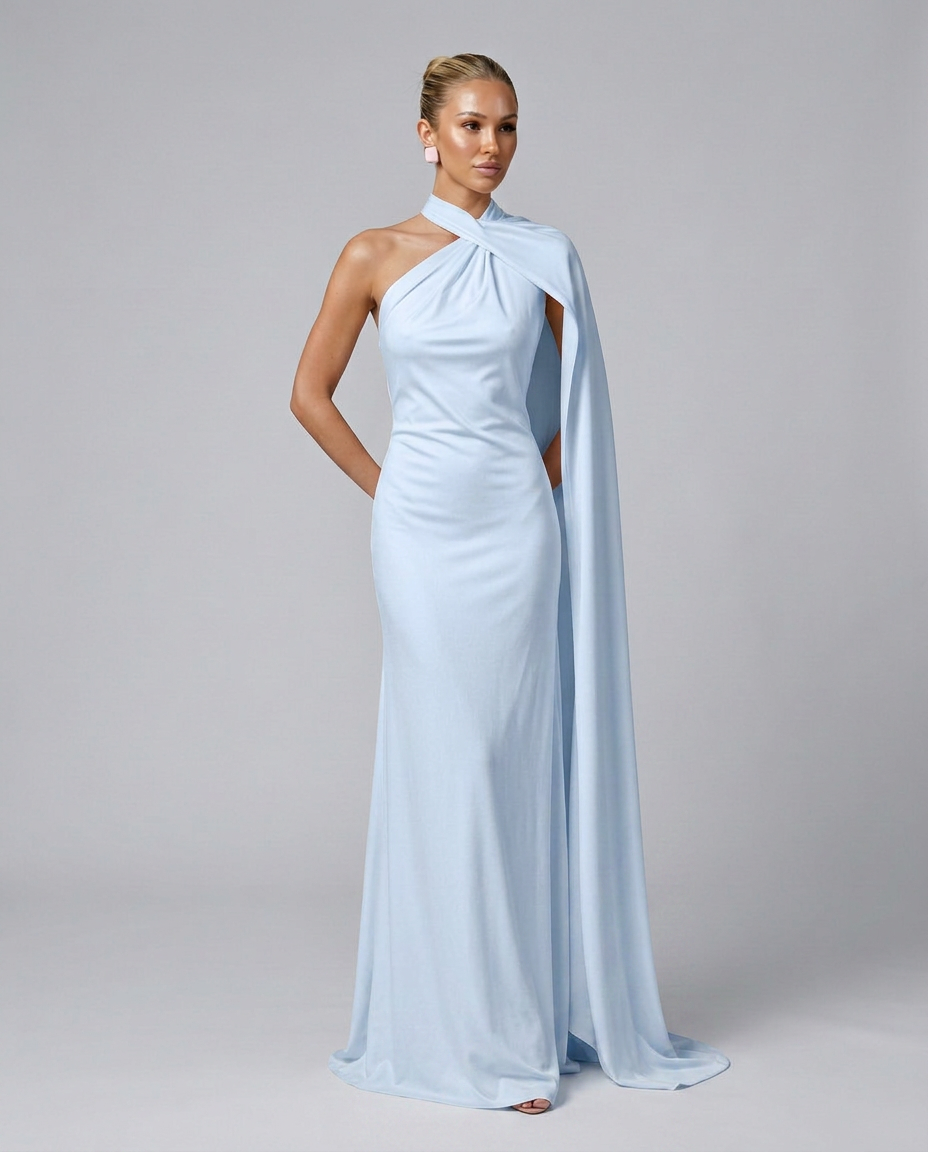 Celeste | Draped One-Shoulder Maxi Dress