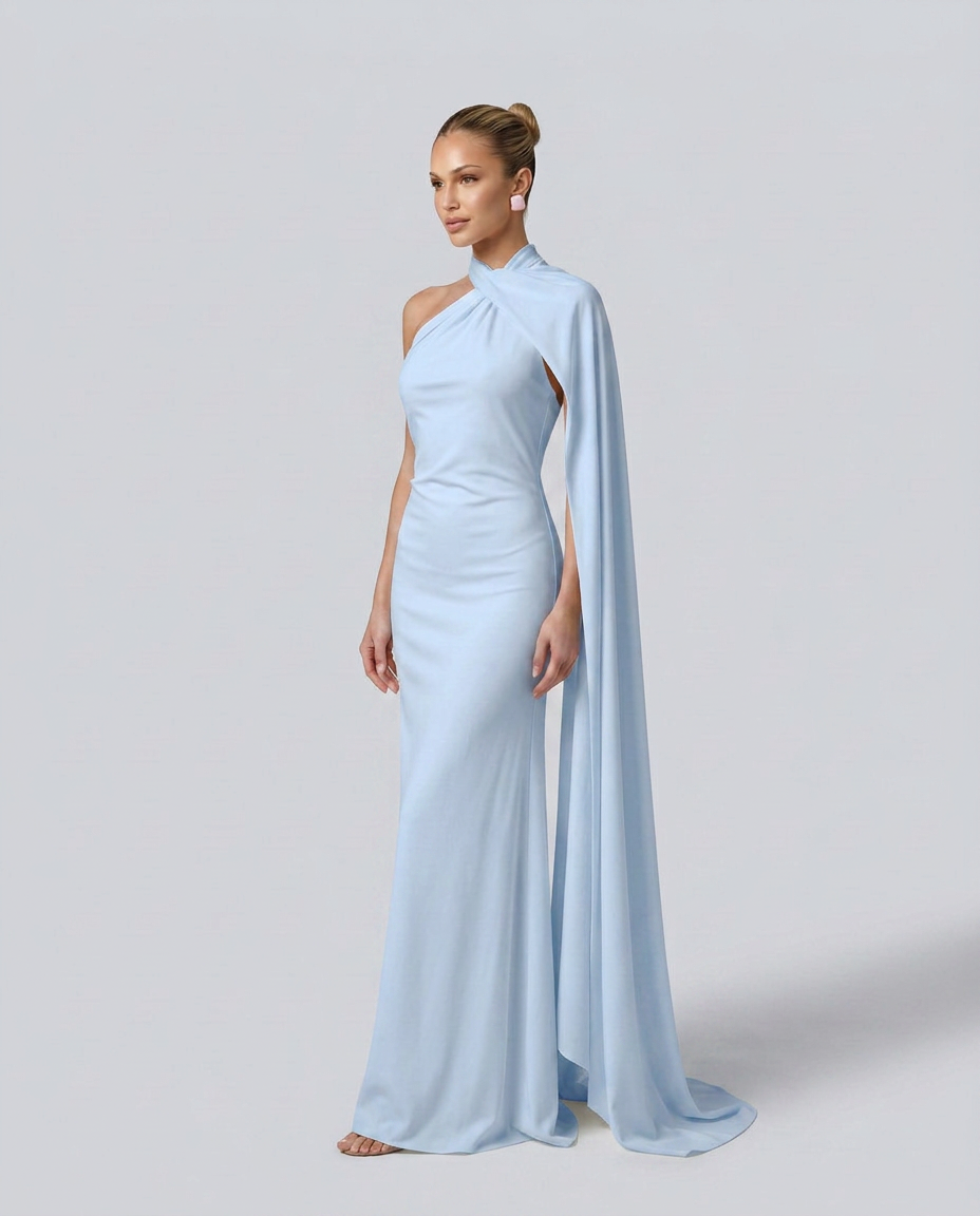 Celeste | Draped One-Shoulder Maxi Dress