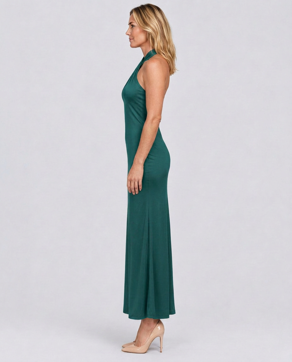 Aurelia | Crossover Halter Neck Fitted Maxi Dress