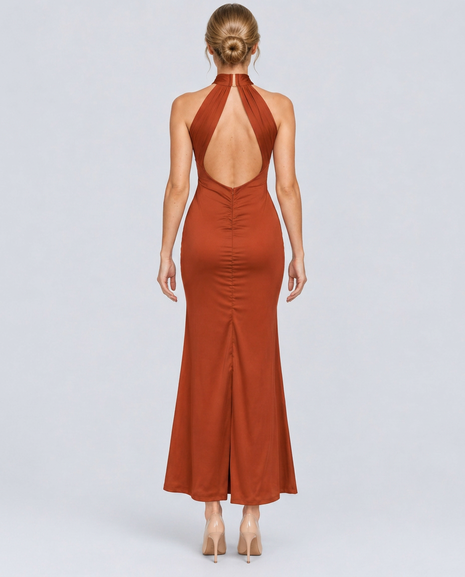 Aurelia | Crossover Halter Neck Fitted Maxi Dress