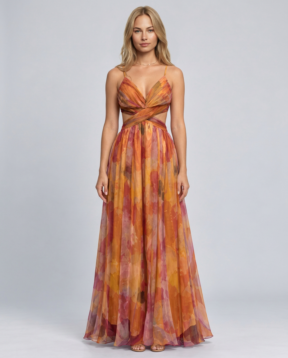 Kira | Multicolour Spaghetti Strap Maxi Dress