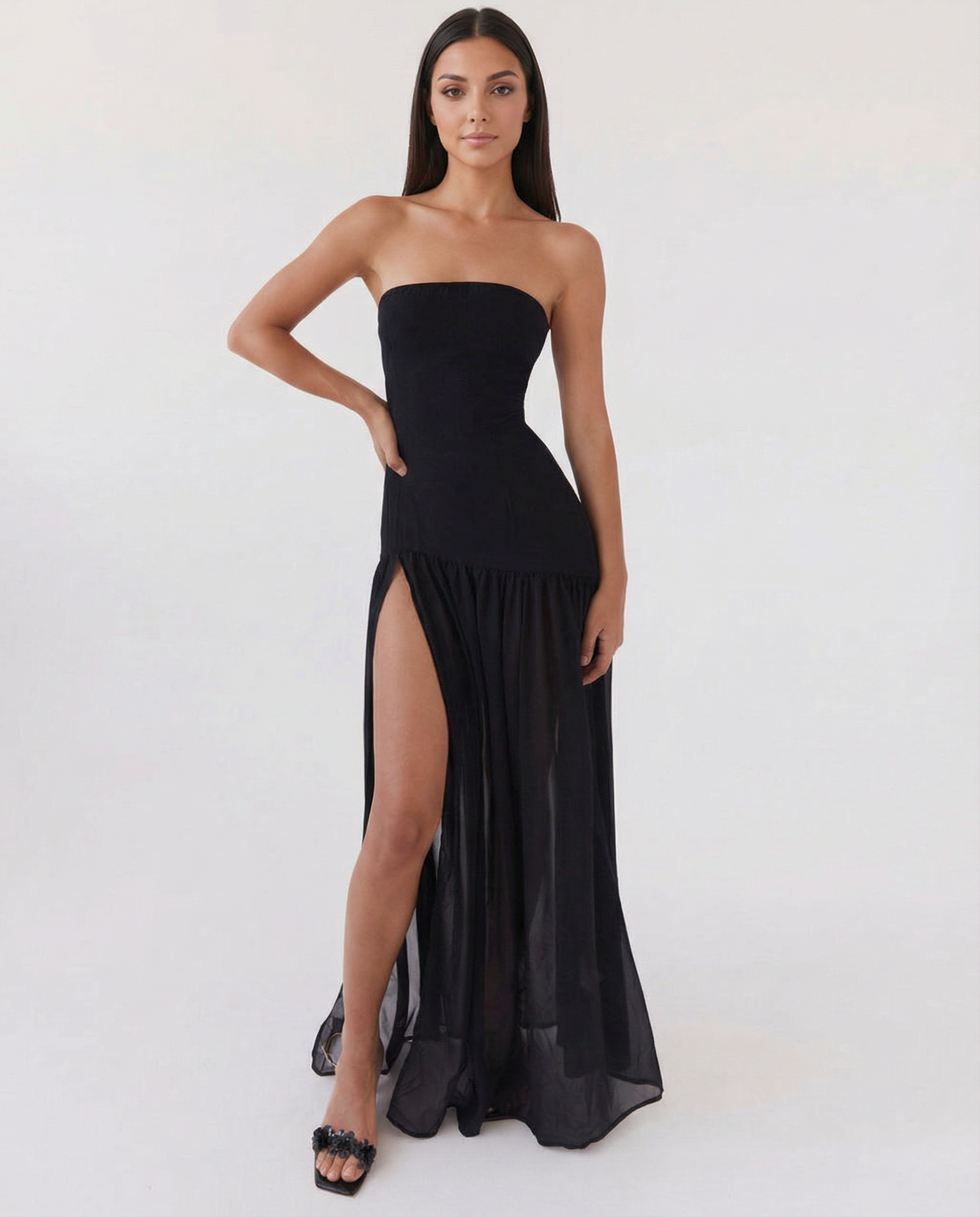 Polly | Strapless Maxi Dress with Side Slit