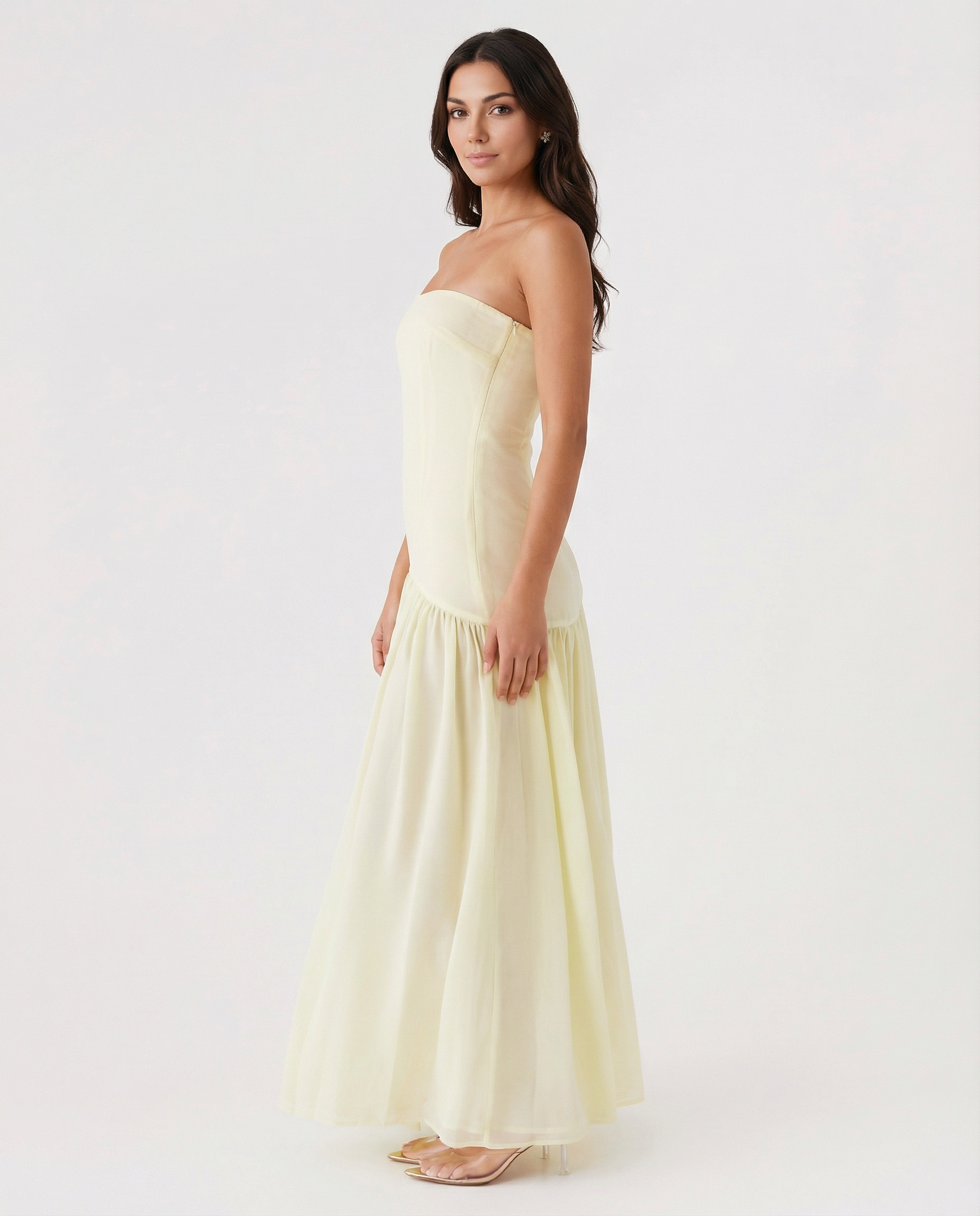 Polly | Strapless Maxi Dress with Side Slit