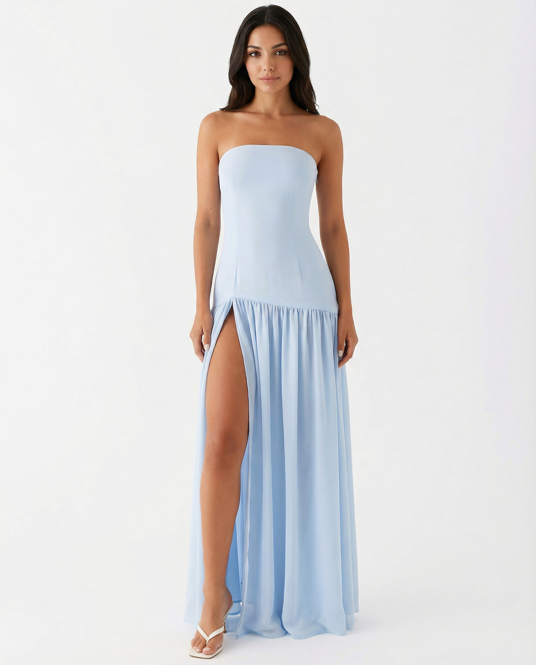 Polly | Strapless Maxi Dress with Side Slit
