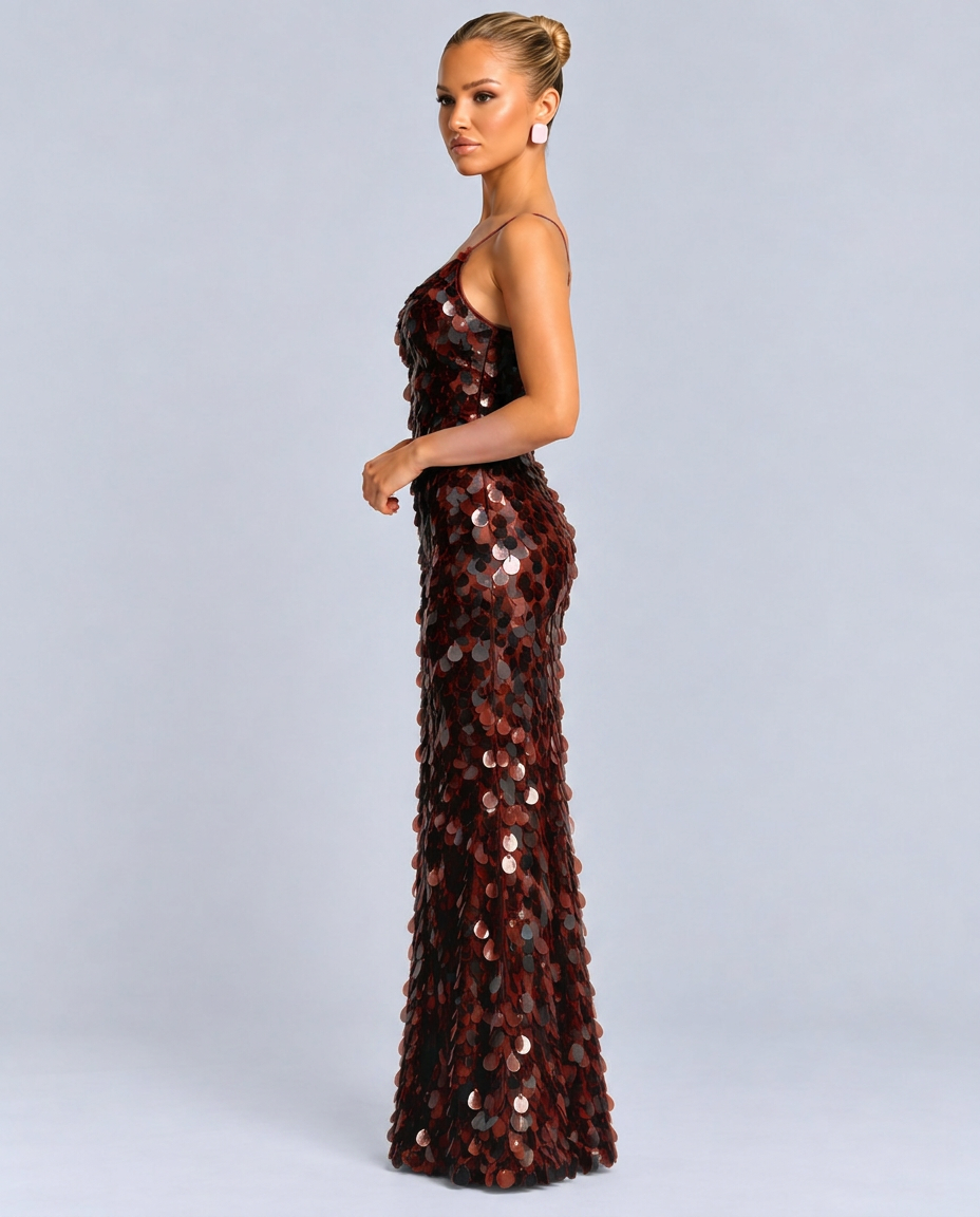 Imogen | Spaghetti Strap Sequin Maxi Dress