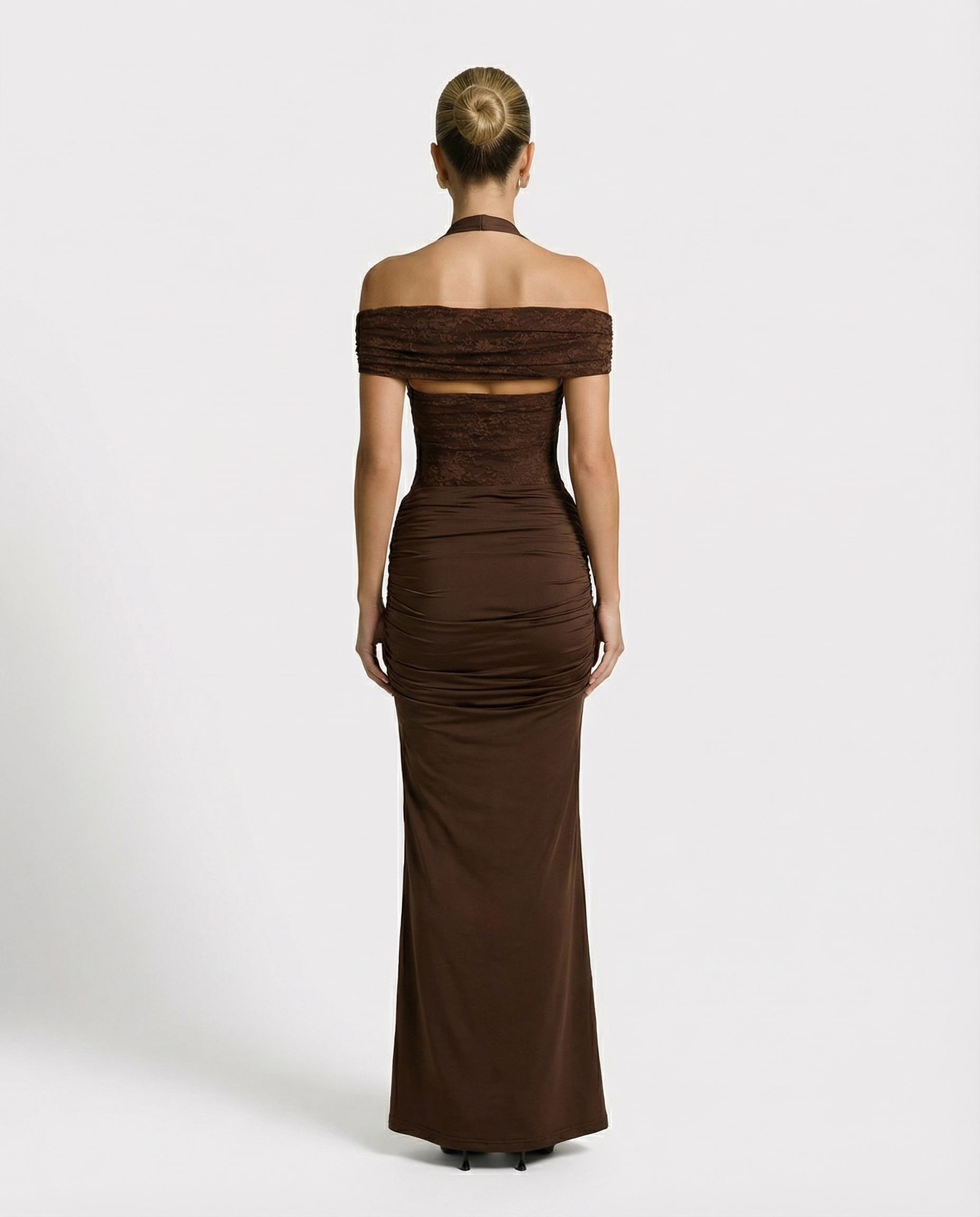 Neva | Off Shoulder Maxi Dress with Lace Bodice