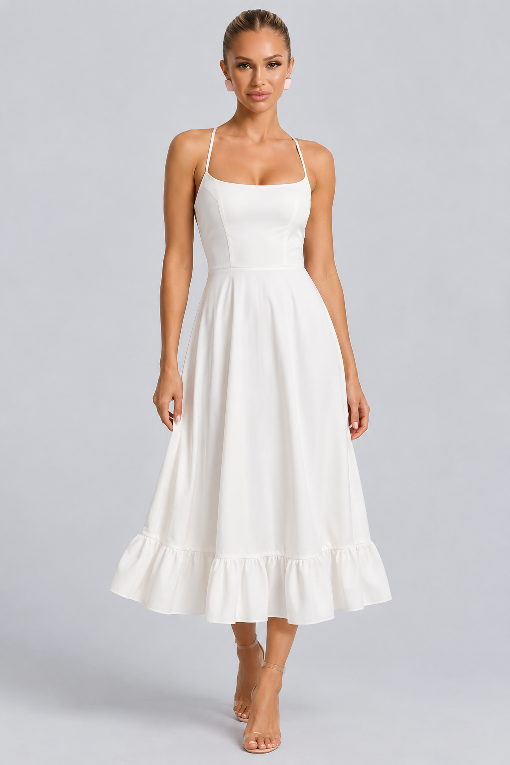 Liv | Spaghetti Strap Ruffle Midi Dress