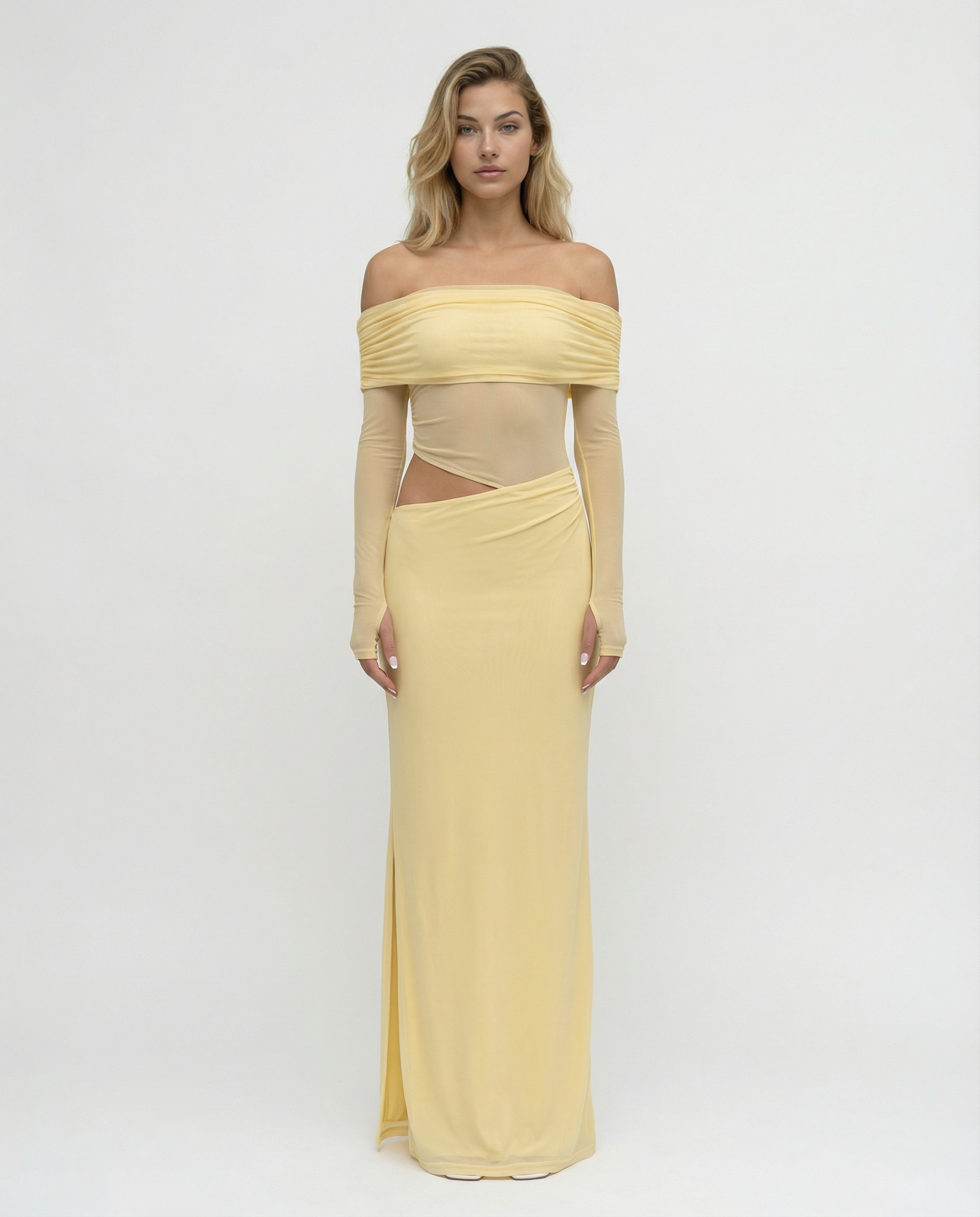 Bertie | Off Shoulder Maxi Dress with Side Cut-Outs