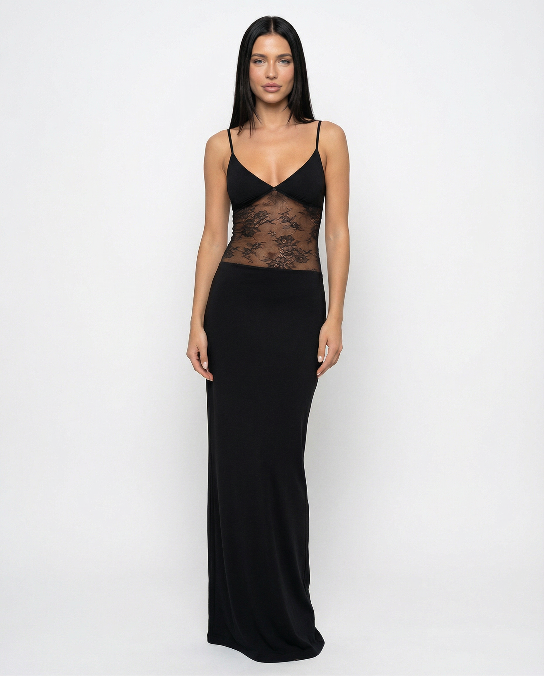 Caitlin | Maxi Dress with Lace Panel and Low Back