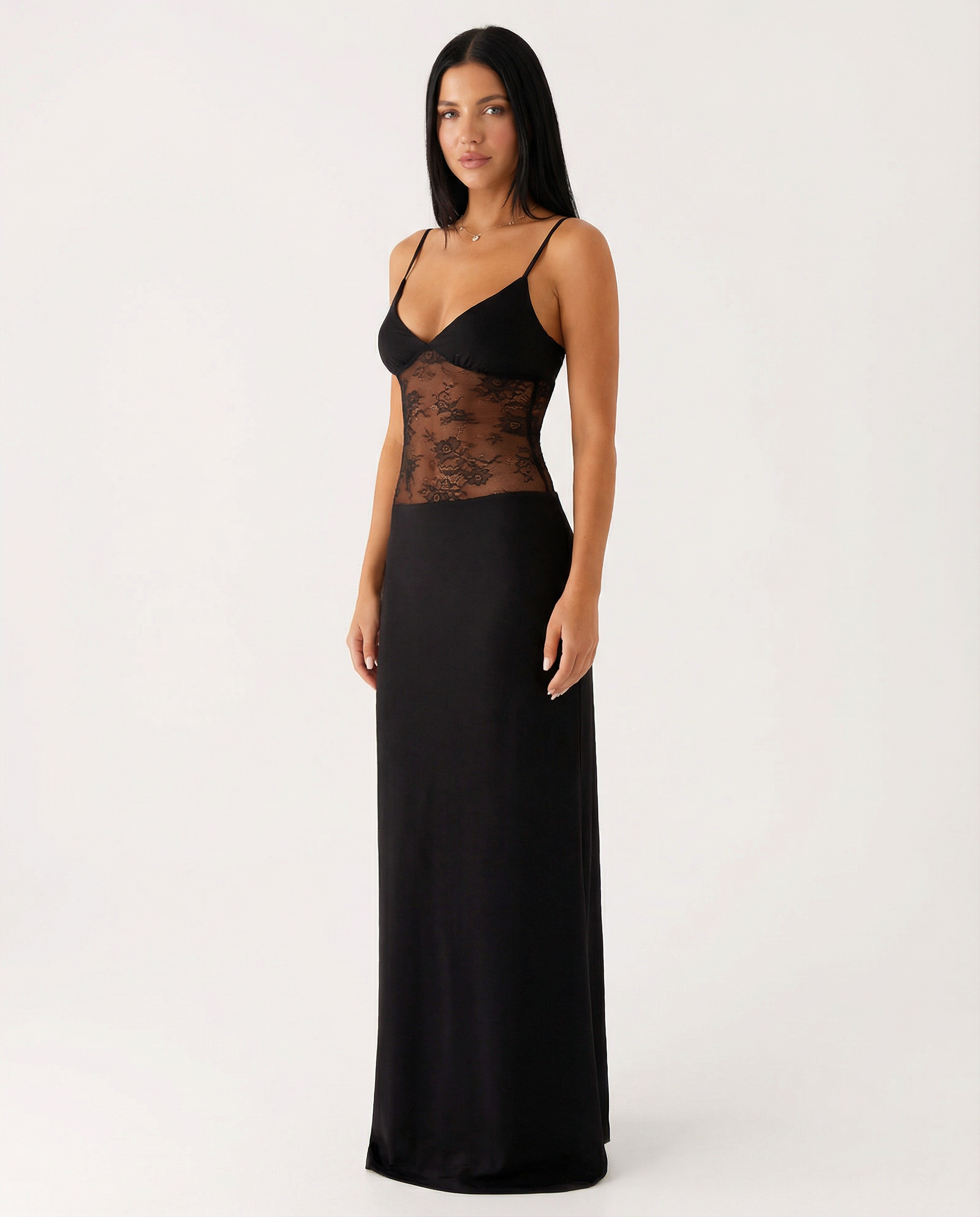 Caitlin | Maxi Dress with Lace Panel and Low Back