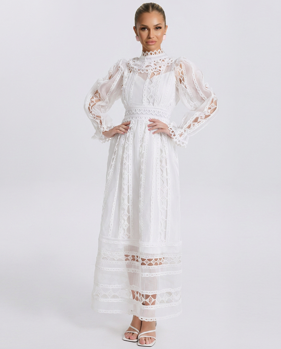Mira | Long Sleeve Lace Midi Dress