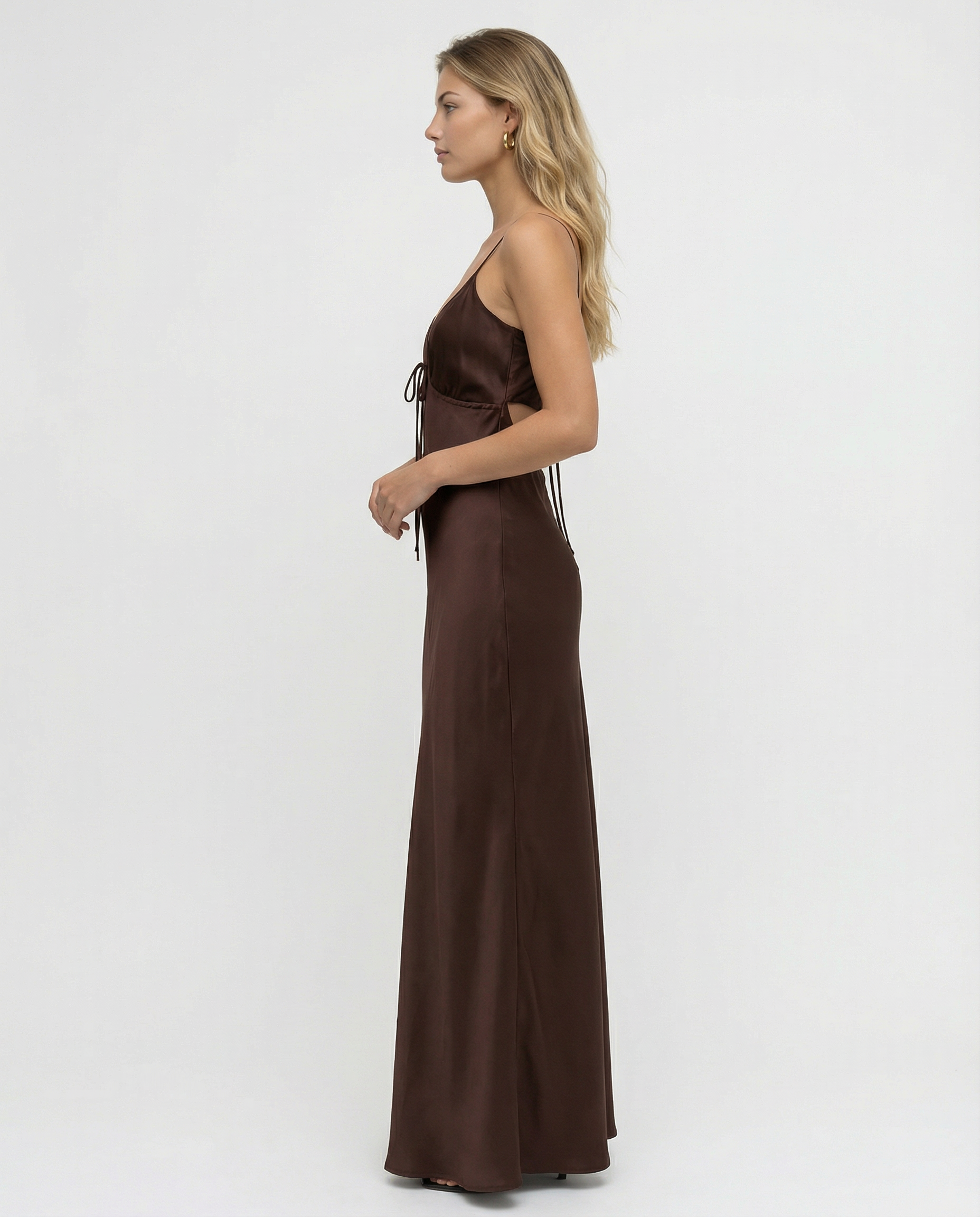 Colleen | Satin Maxi Dress with Cowl Neck