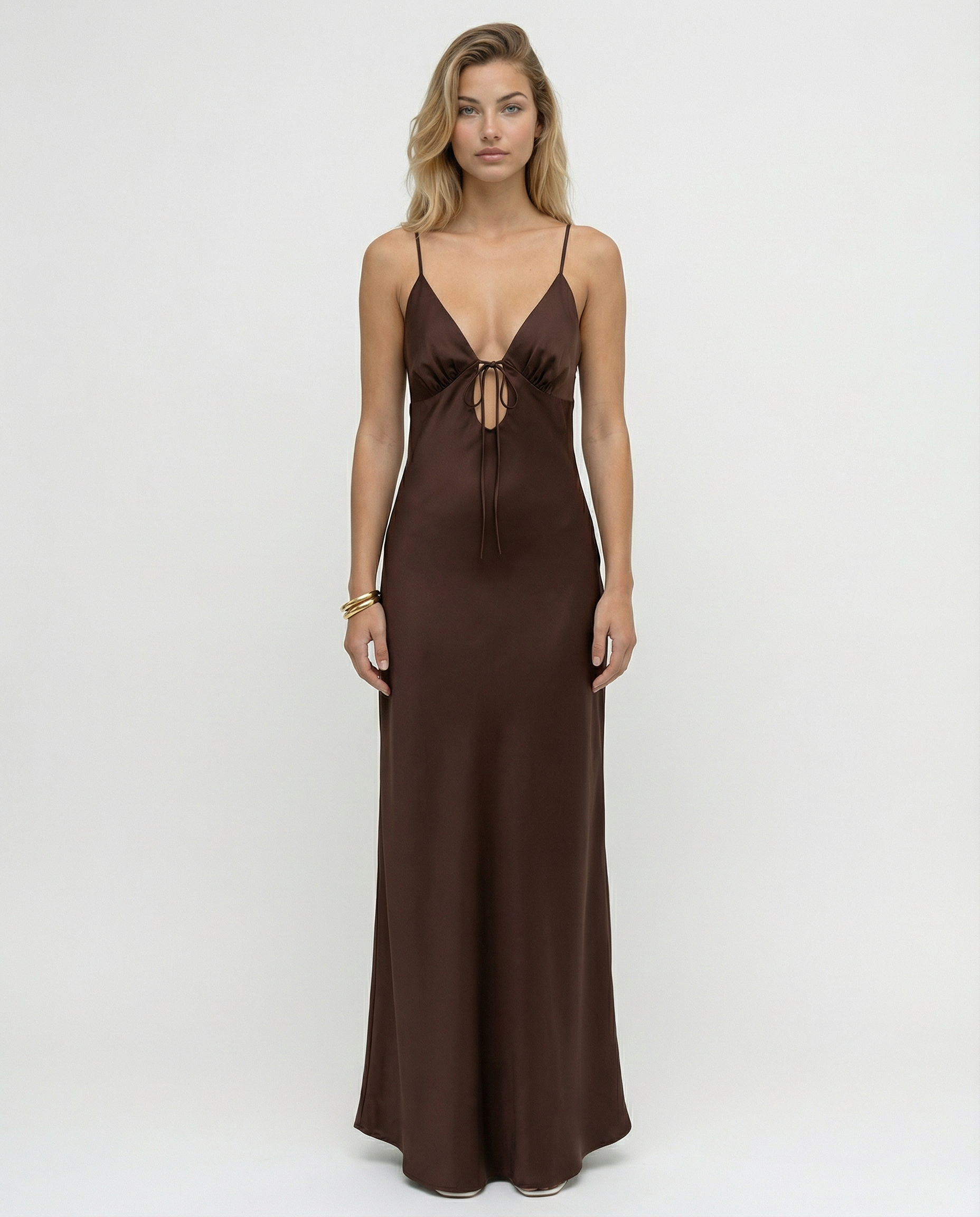 Colleen | Satin Maxi Dress with Cowl Neck