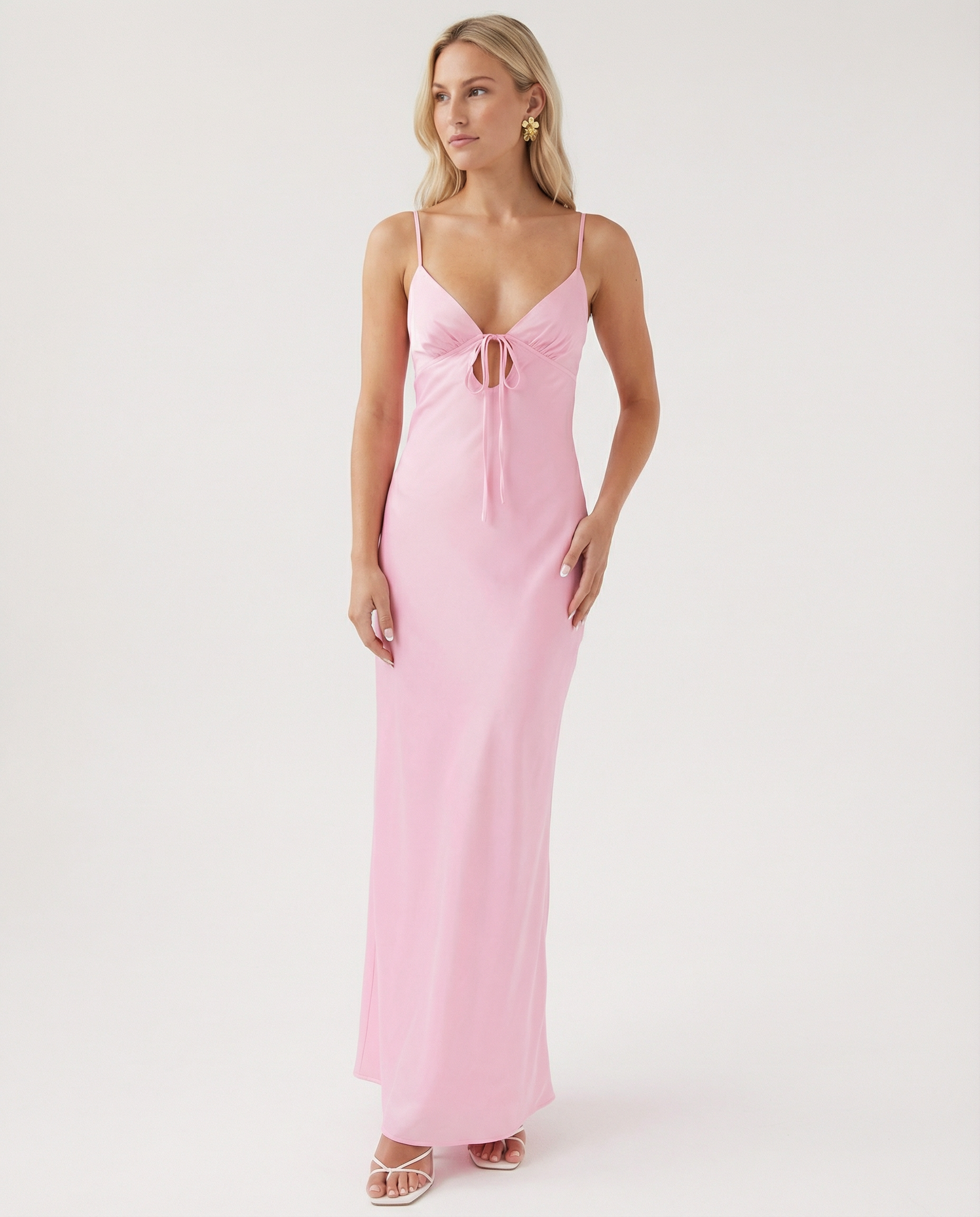 Colleen | Satin Maxi Dress with Cowl Neck