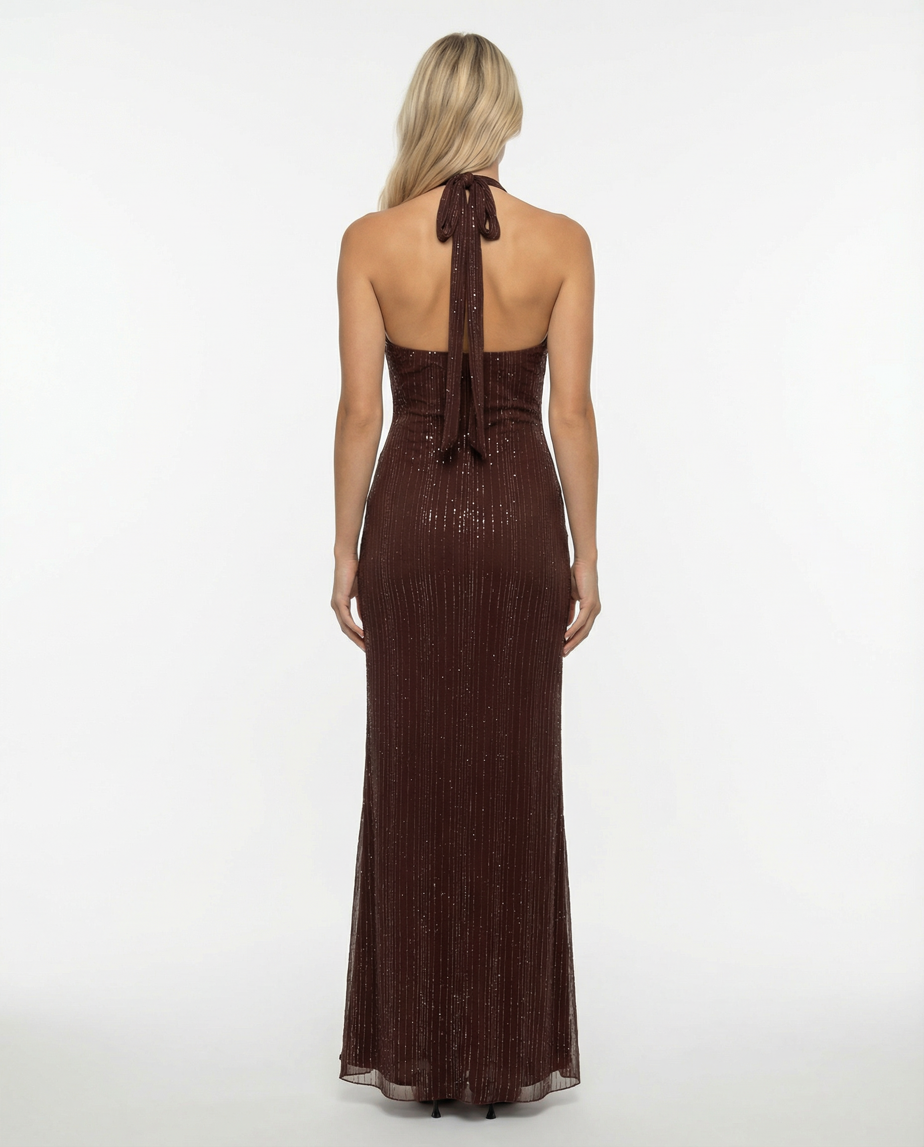 Delores | Maxi Dress with Halter Neck and Glitter Mesh