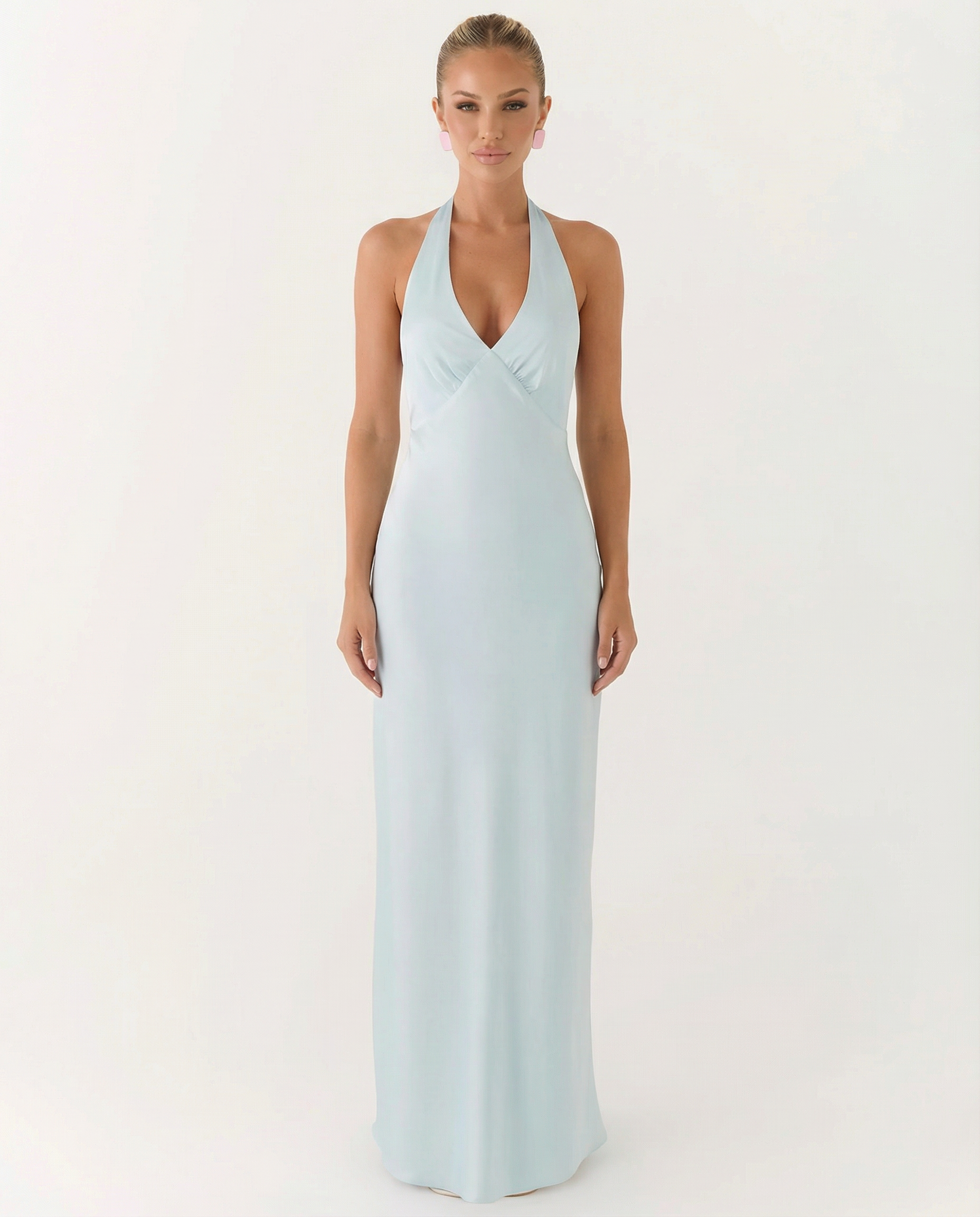 Women's Halter Neck Maxi Dress Low Back Addie