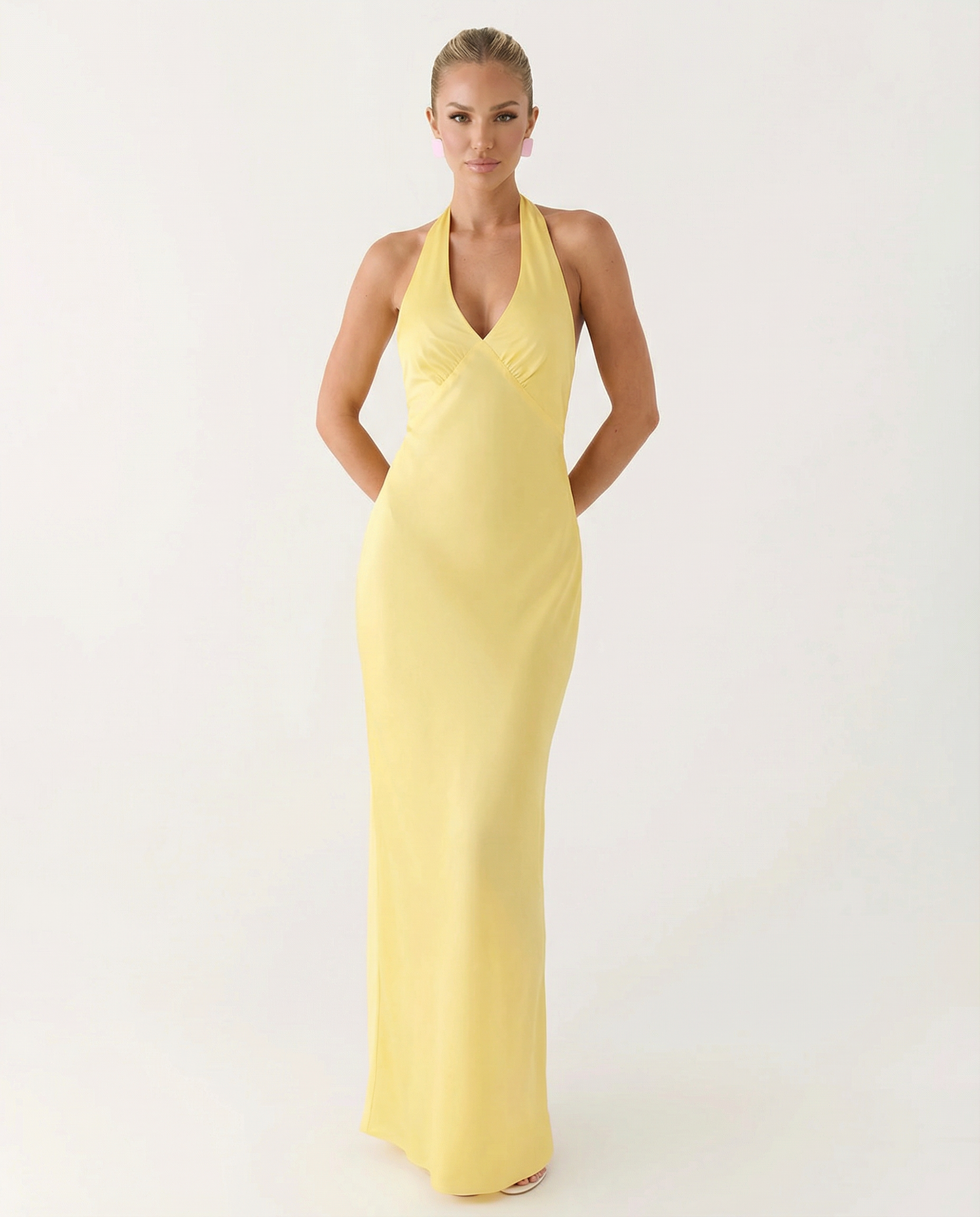 Addie | Halter Neck Maxi Dress with Low Back