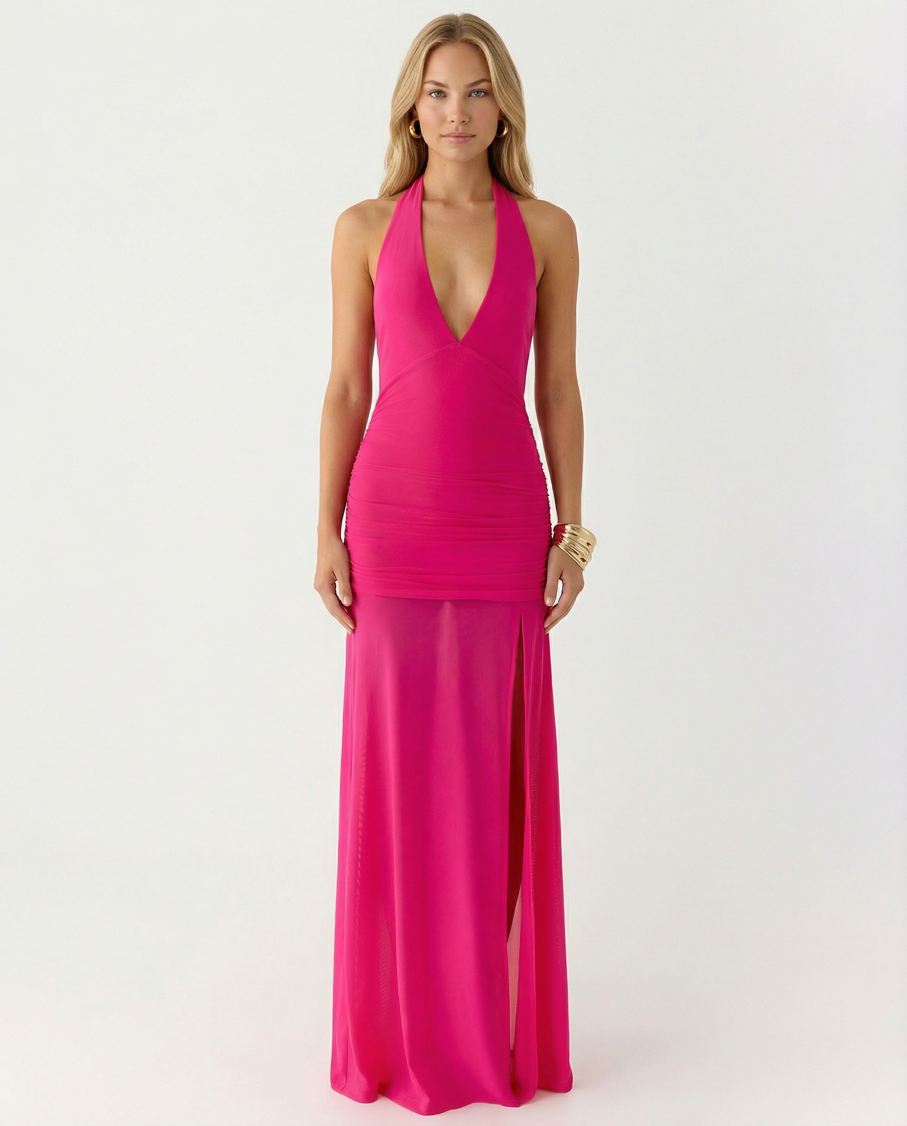 Monique | Maxi Dress with Halter Neck and Side Split