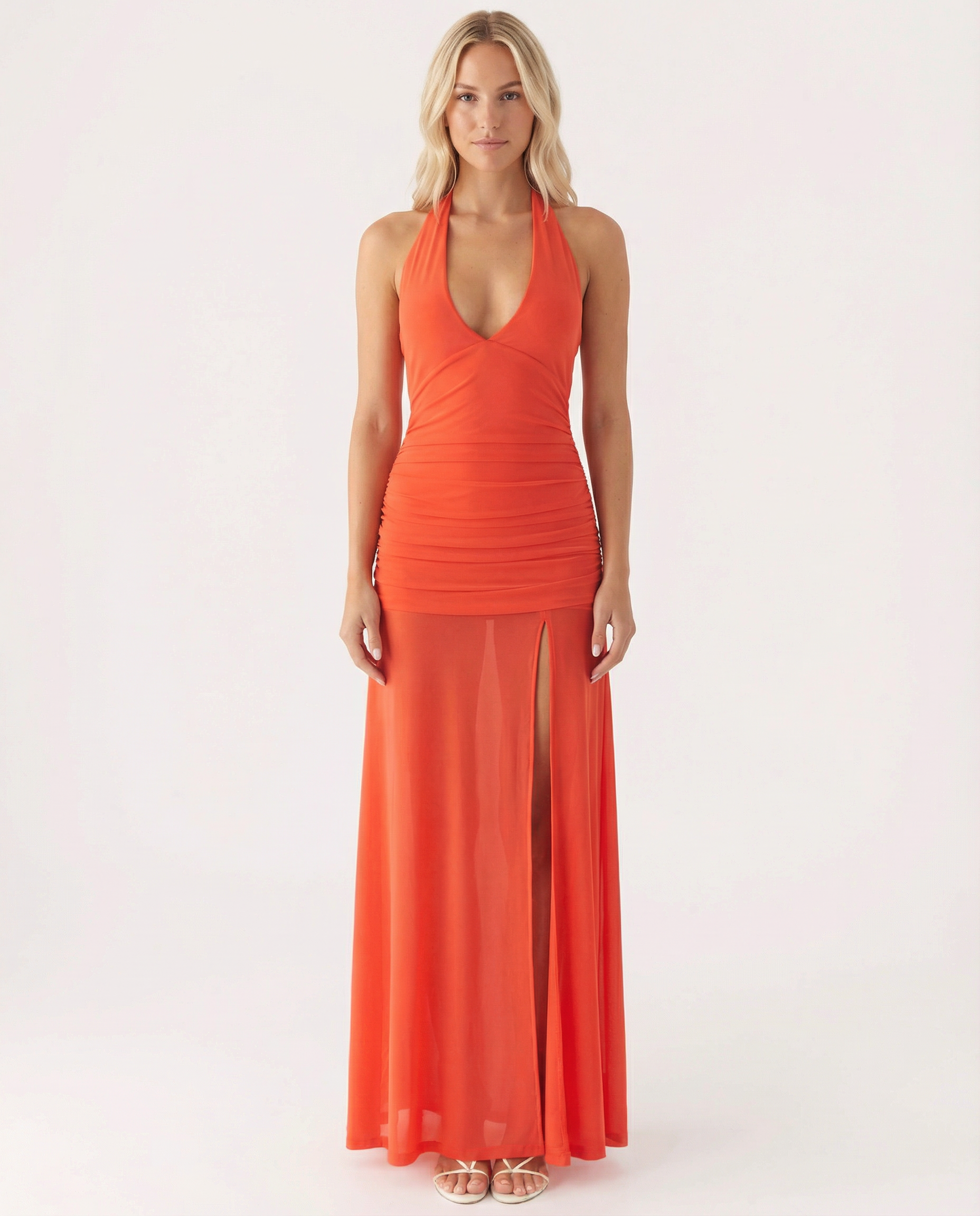 Monique | Maxi Dress with Halter Neck and Side Split