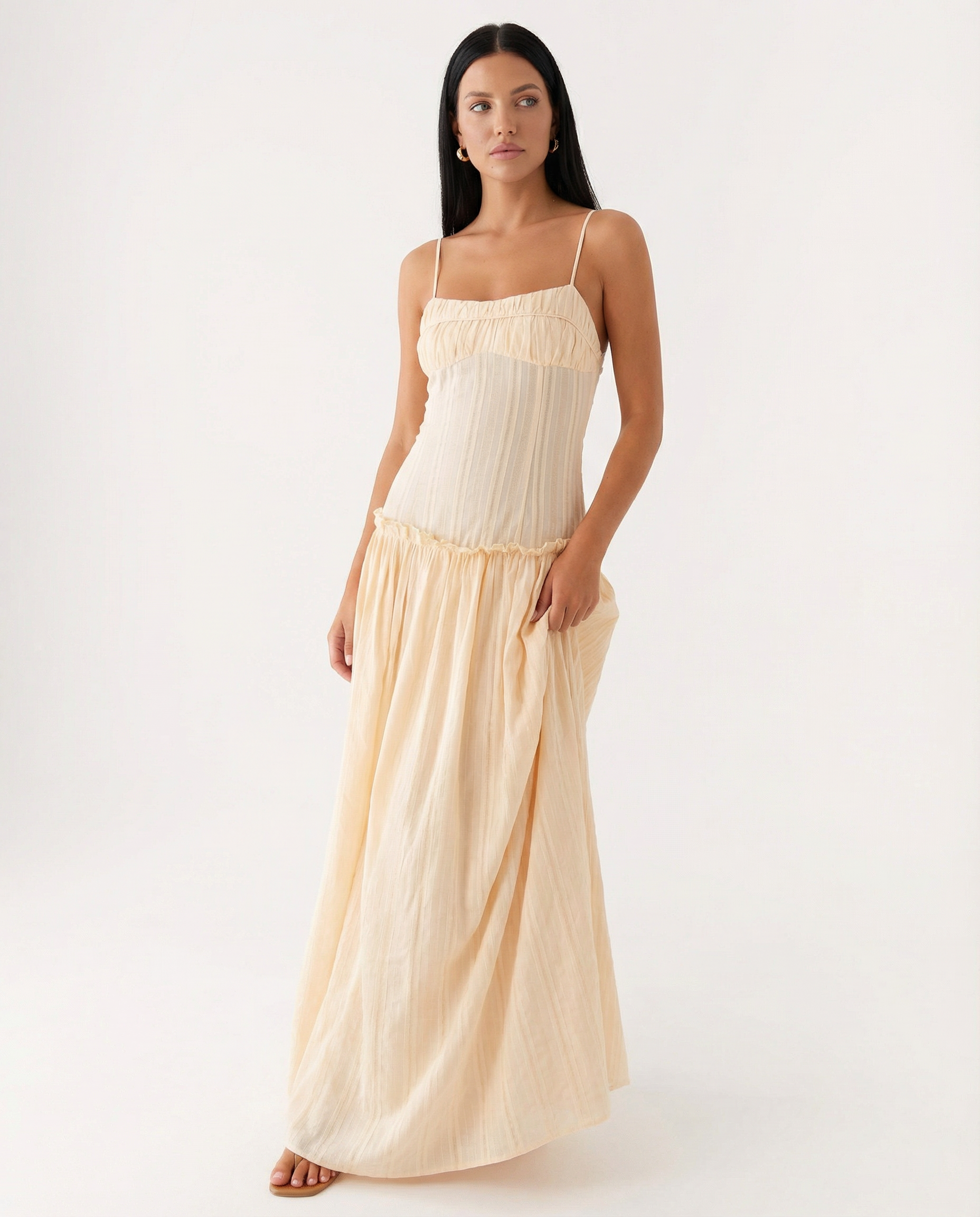 Dixie | Maxi Dress with Drop Waist and Tiered Skirt