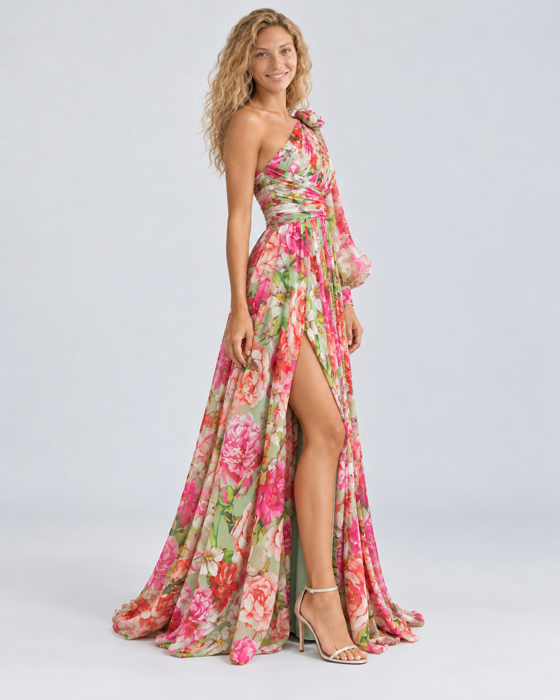 Seraphina | One-Shoulder Floral Split Maxi Dress
