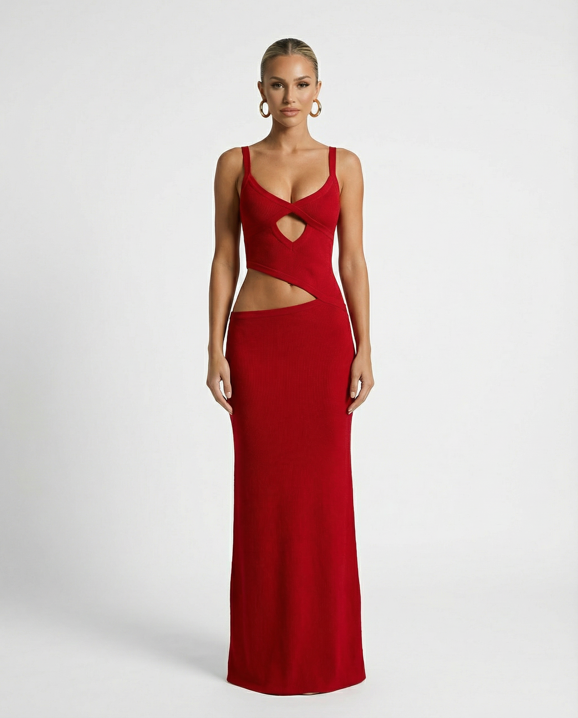 Erica | Bodycon Maxi Dress with Ruched Cut-Out Detail