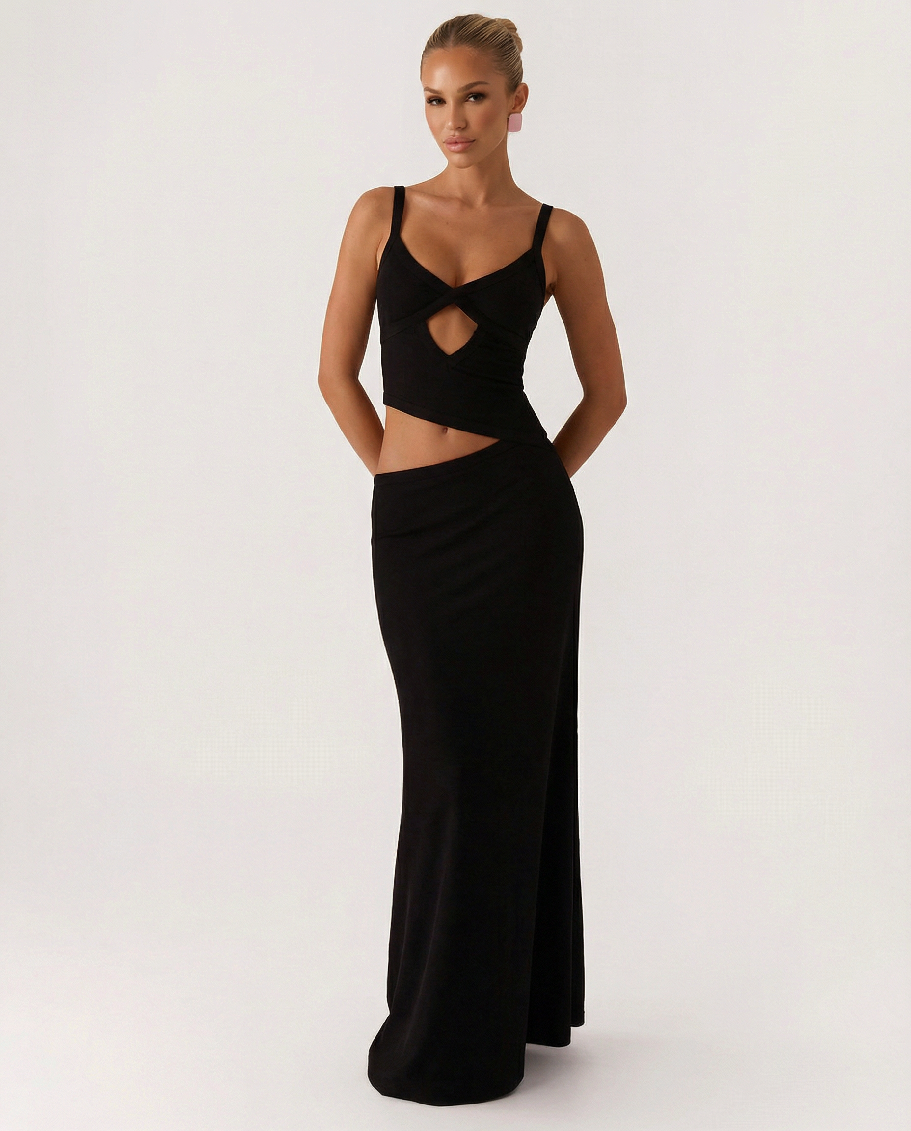 Erica | Bodycon Maxi Dress with Ruched Cut-Out Detail