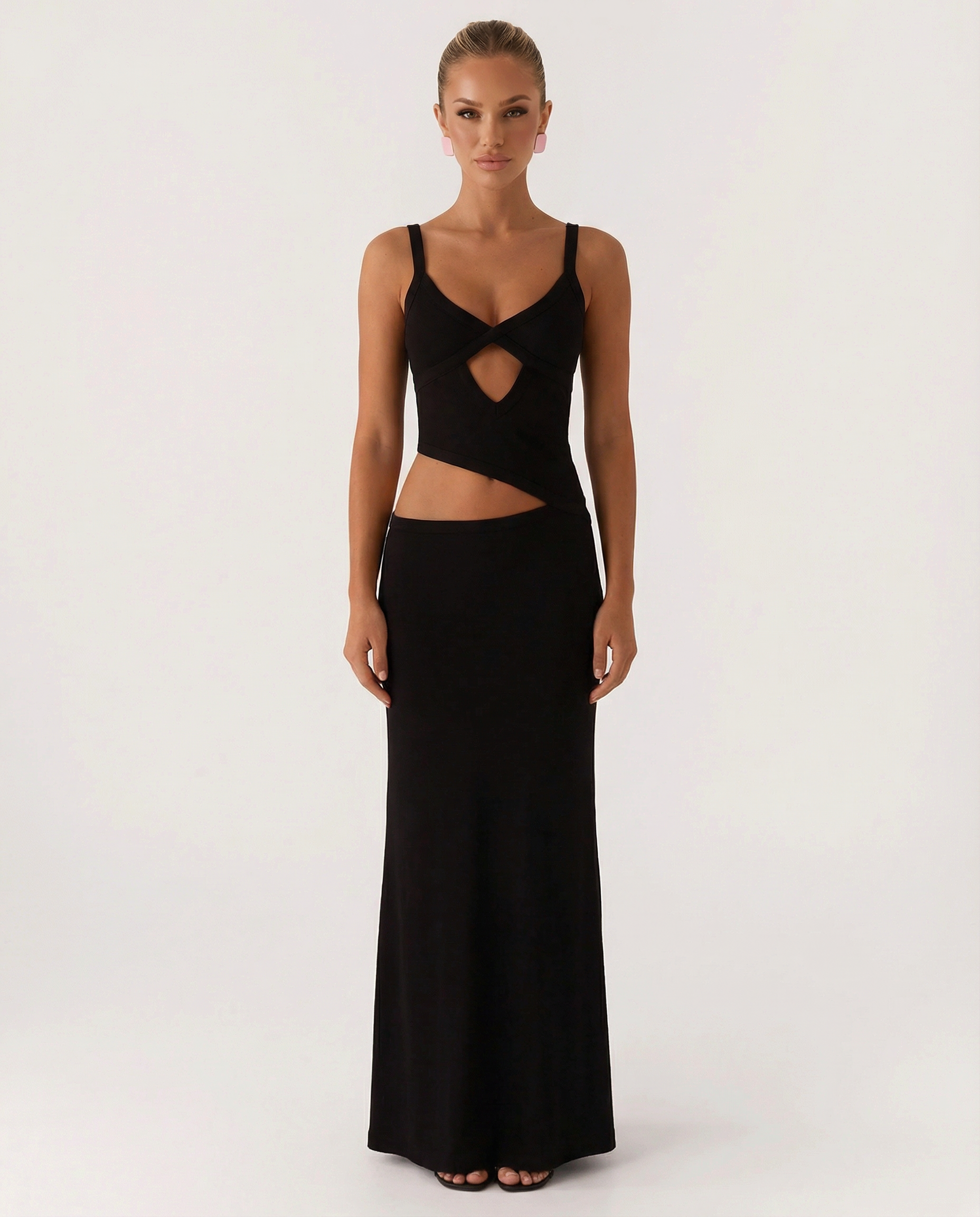 Erica | Bodycon Maxi Dress with Ruched Cut-Out Detail
