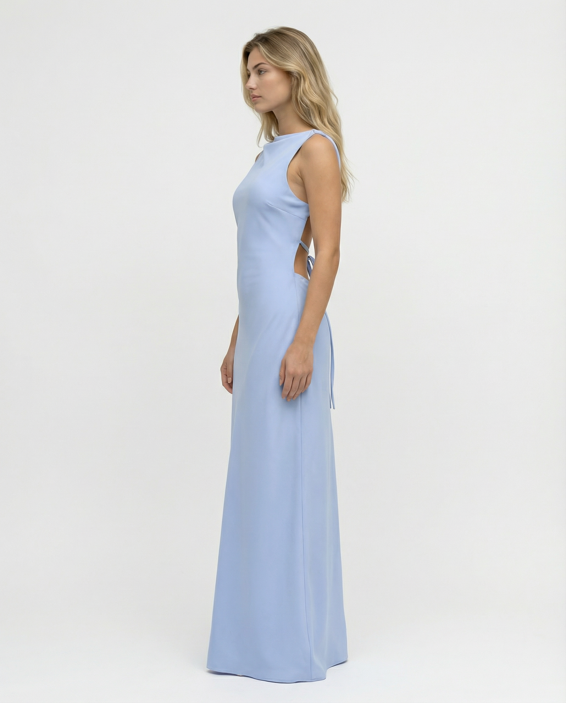 Becky | Satin Maxi Dress with Open Back and Strap Detail