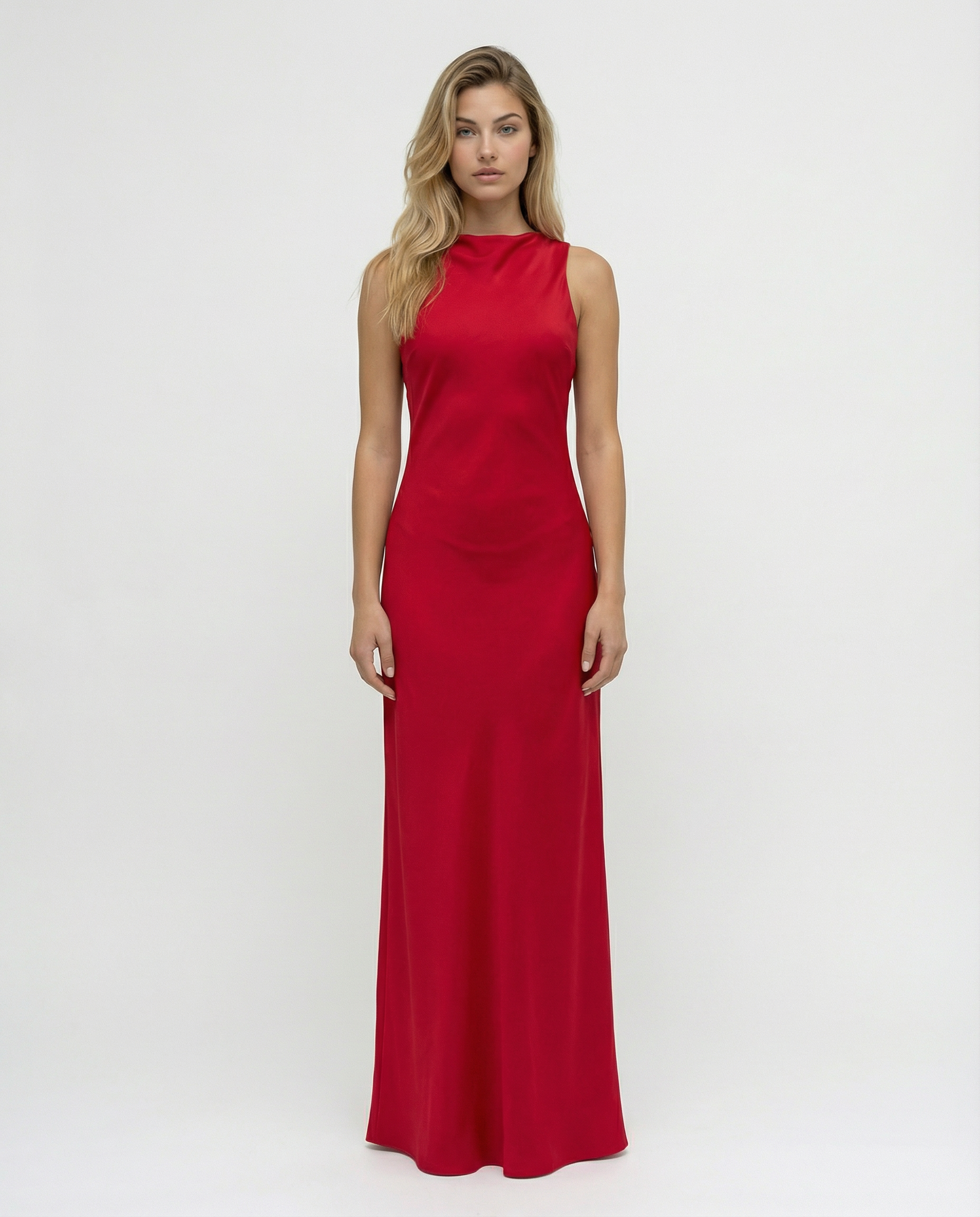 Becky | Satin Maxi Dress with Open Back and Strap Detail