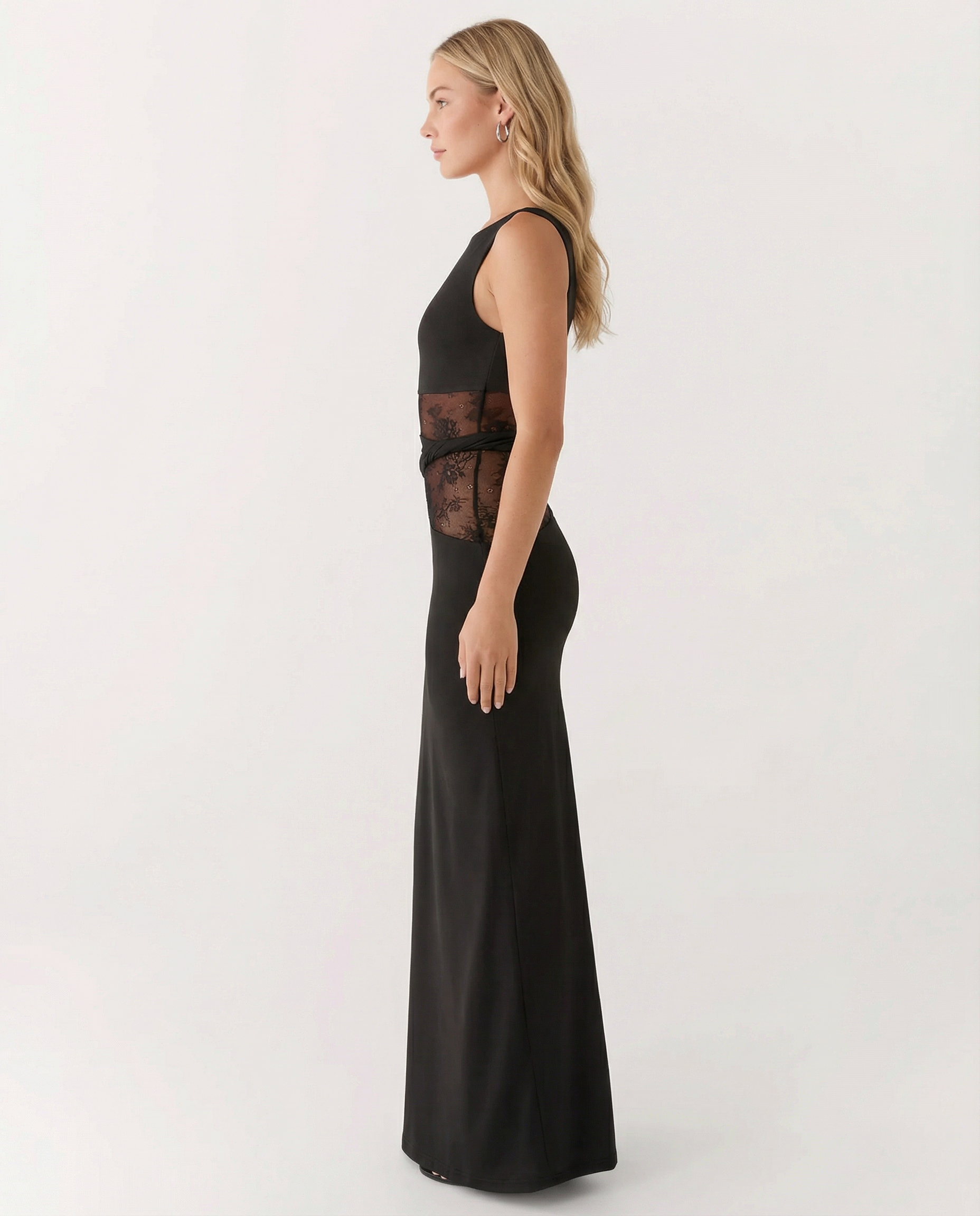 Katy | Maxi Dress with Lace Waist Cut-Out