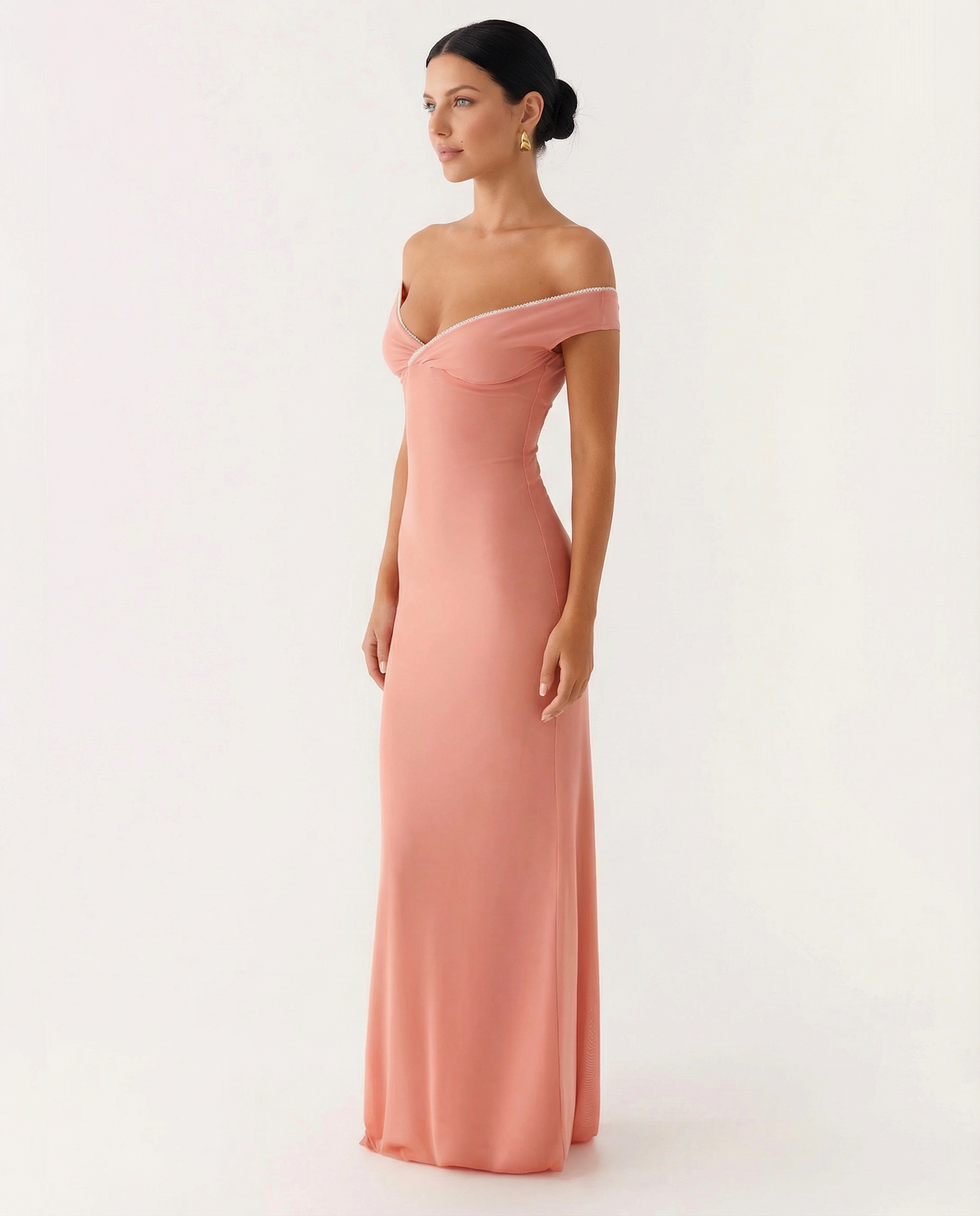 Delia | Off Shoulder Maxi Dress with Ruched Waist