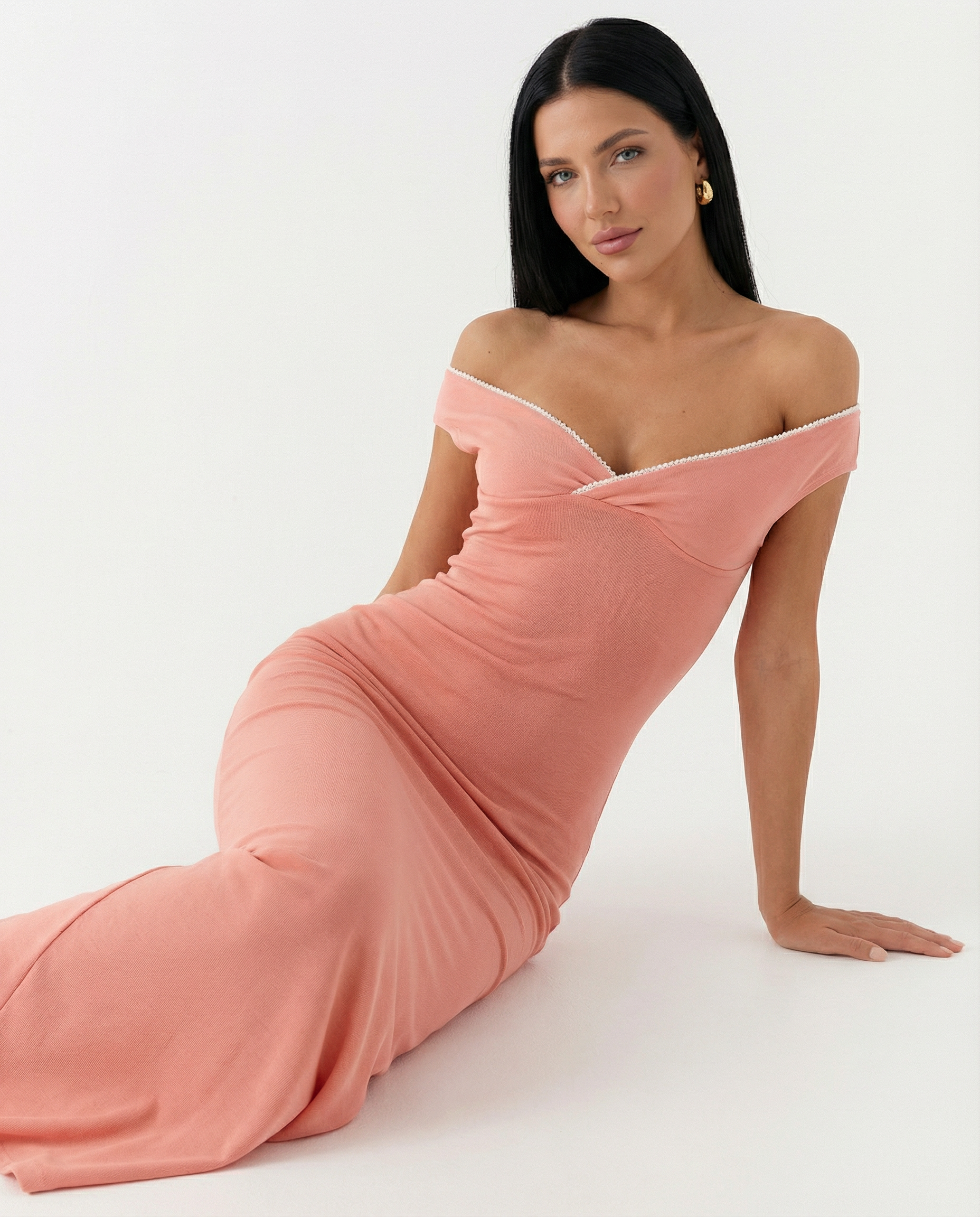 Delia | Off Shoulder Maxi Dress with Ruched Waist