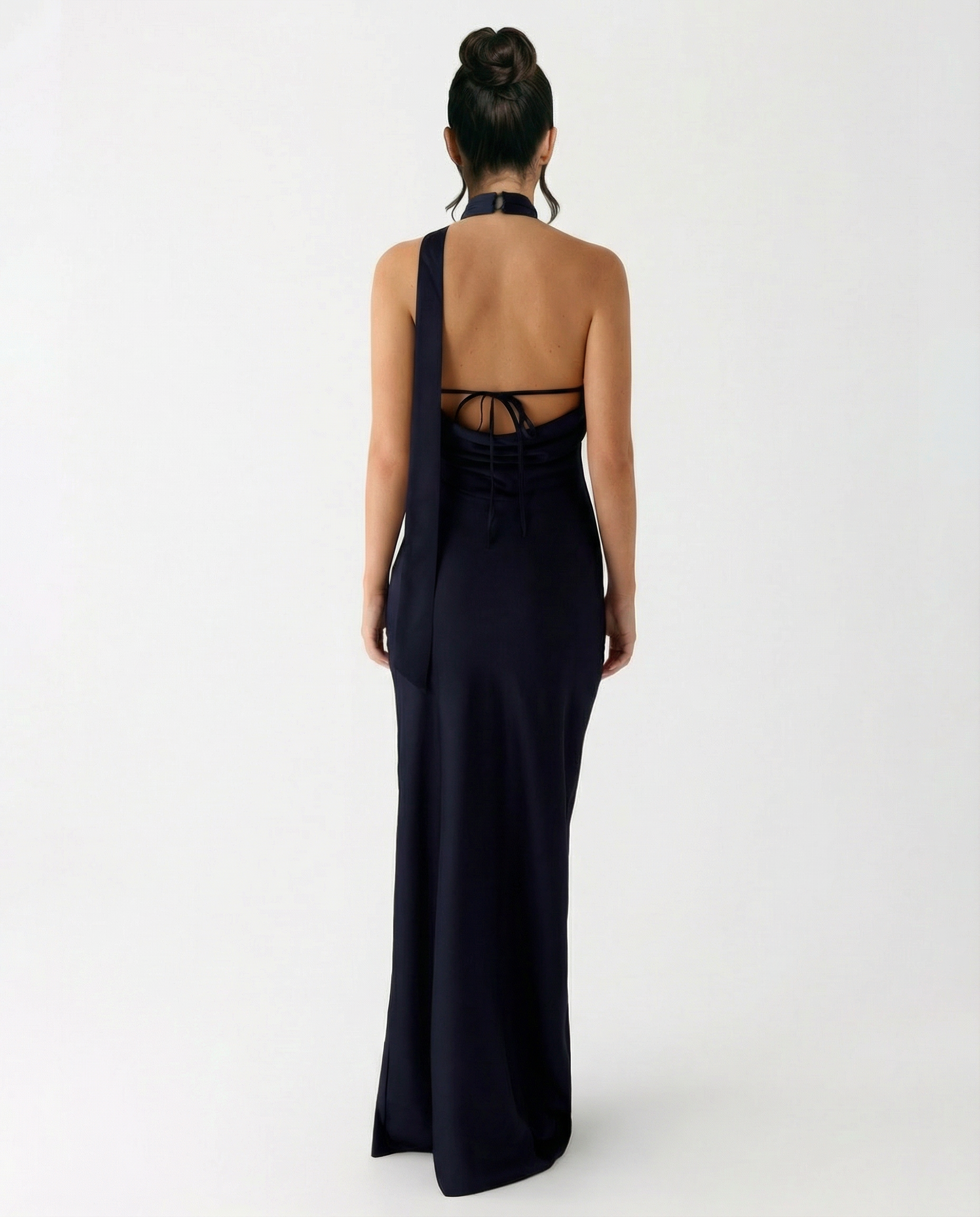 Elaine | Halter Neck Satin Maxi Dress